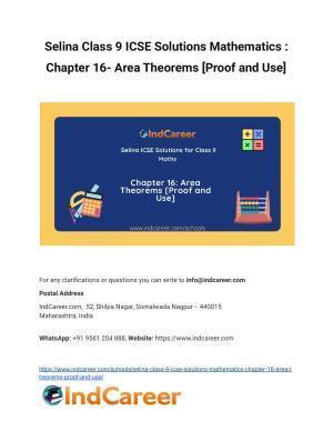Selina Class 9 ICSE Solutions Mathematics : Chapter 16- Area Theorems [Proof and Use]