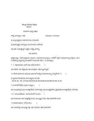 NIOS Class 10 Telugu (205) Sample Paper