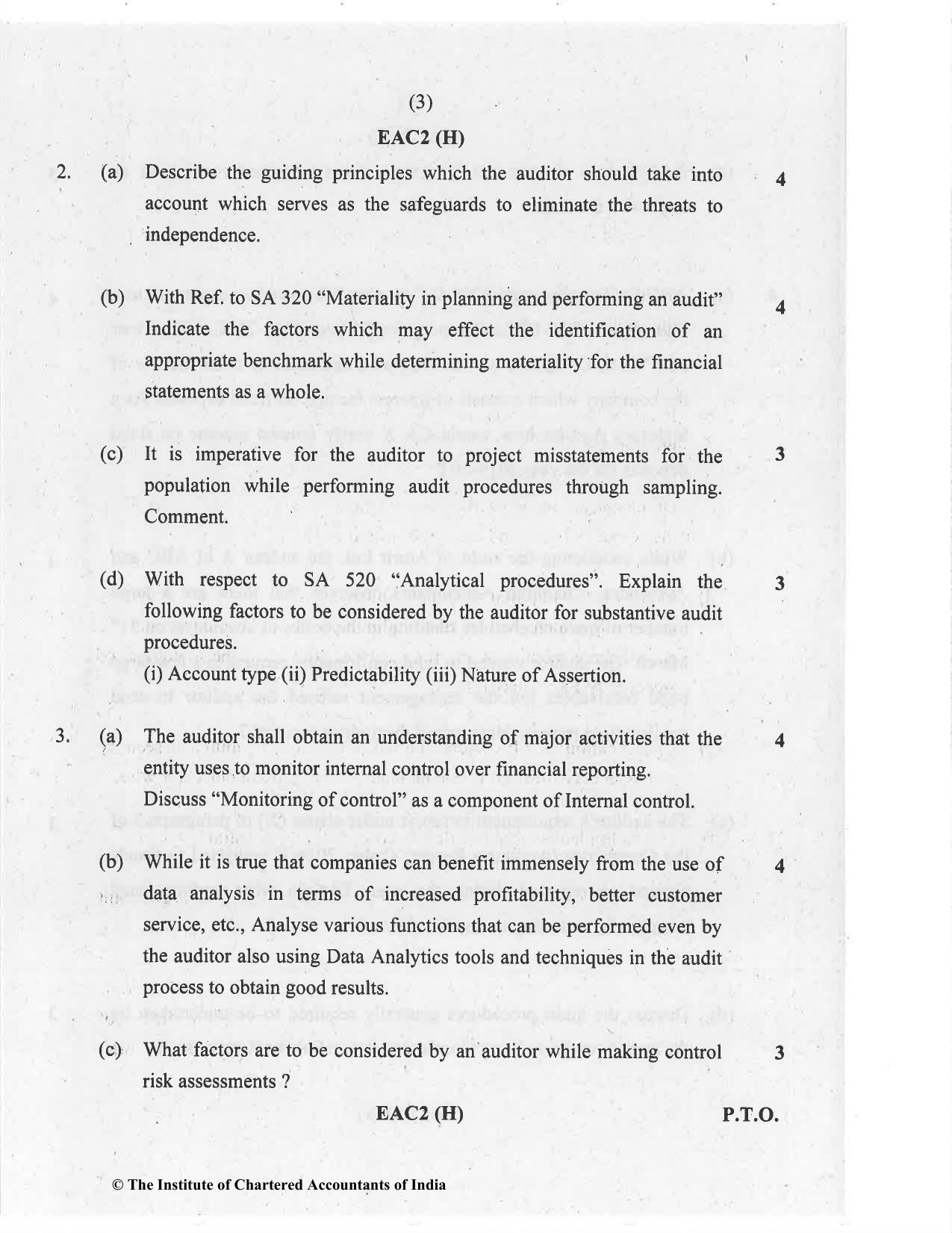 CA Inter Nov 2020 Question Paper - Paper 6 – Auditing and Assurance - Page 3