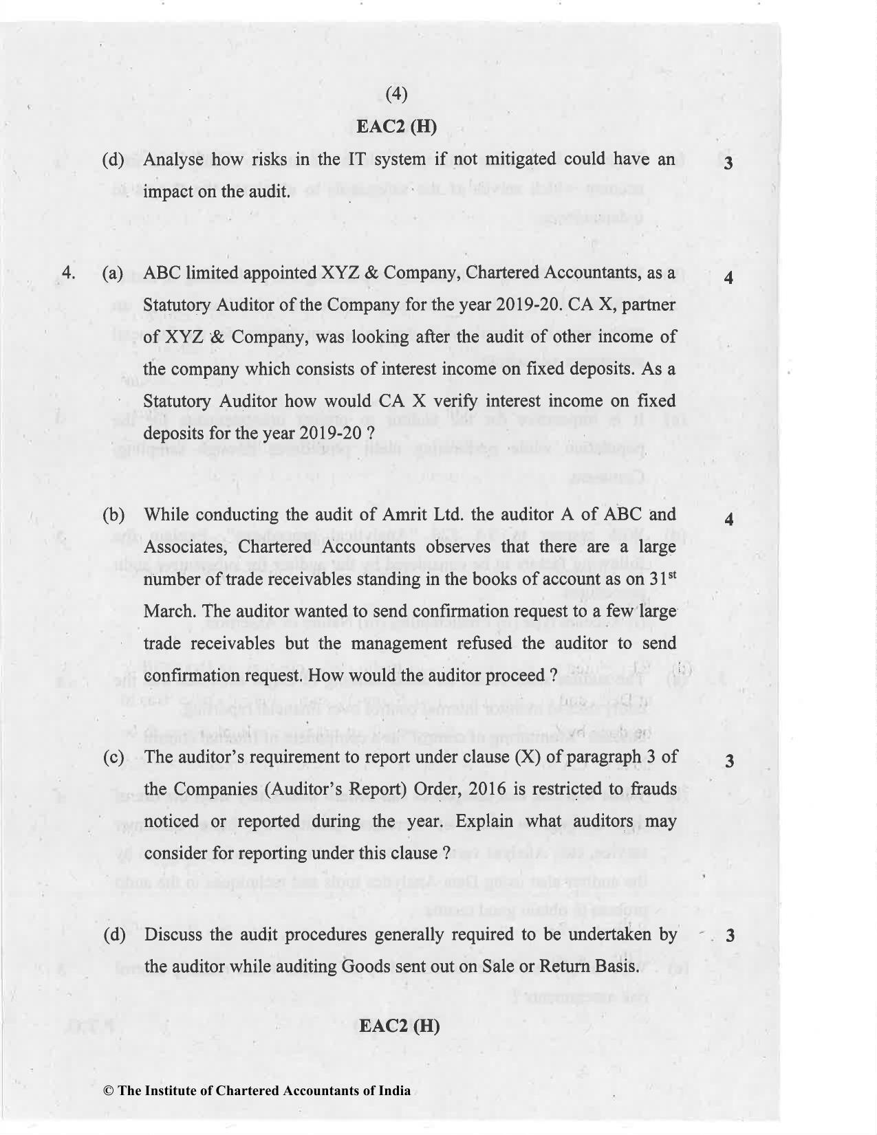 CA Inter Nov 2020 Question Paper - Paper 6 – Auditing and Assurance - Page 4