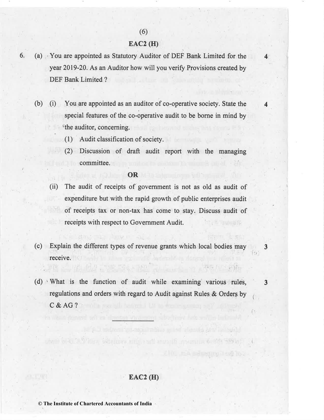 CA Inter Nov 2020 Question Paper - Paper 6 – Auditing and Assurance - Page 6
