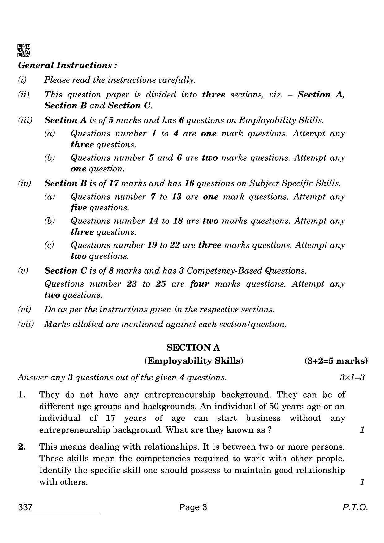 CBSE Class 12 337 Health Care 2022 Compartment Question Paper - Page 3