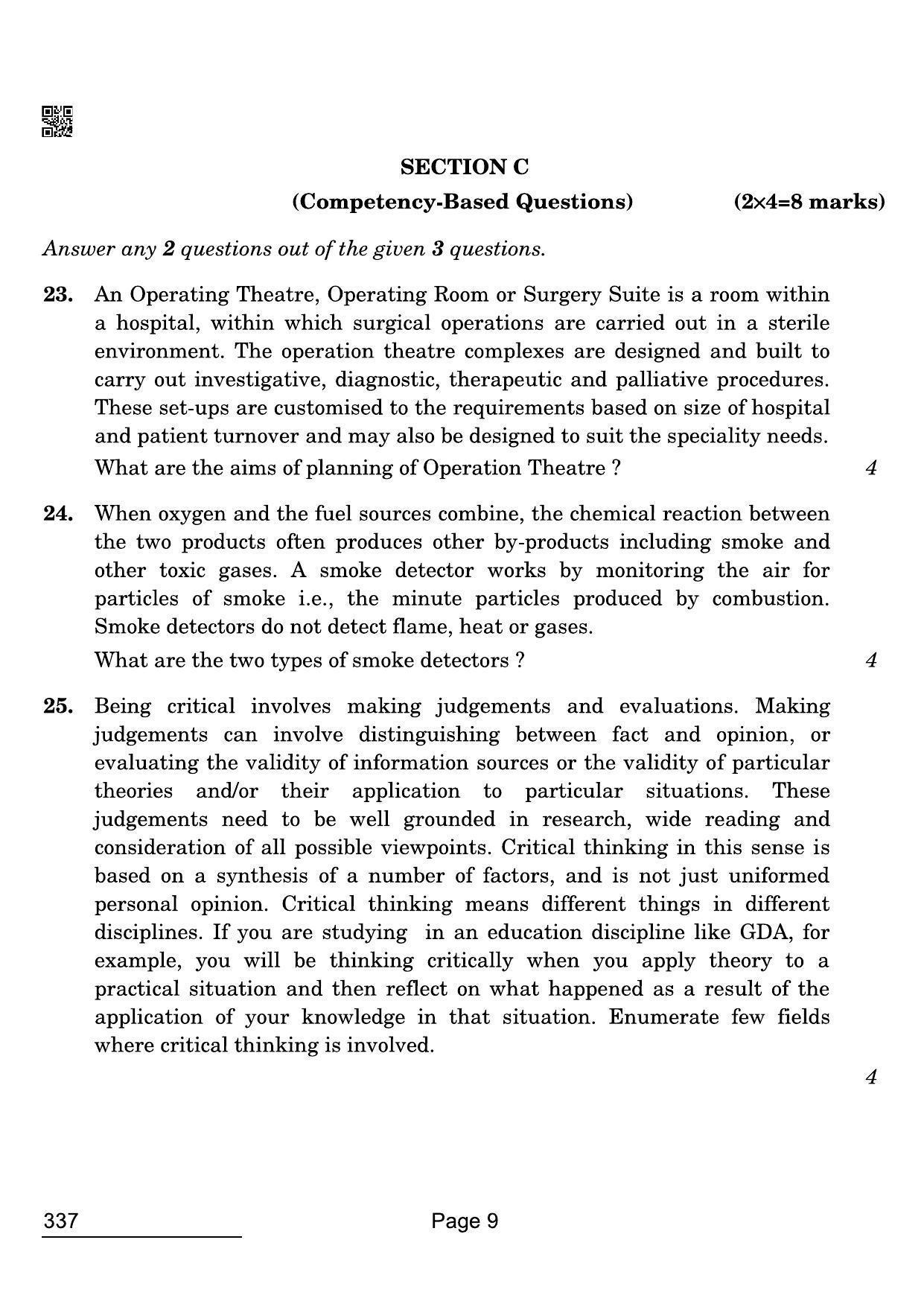 CBSE Class 12 337 Health Care 2022 Compartment Question Paper - Page 9
