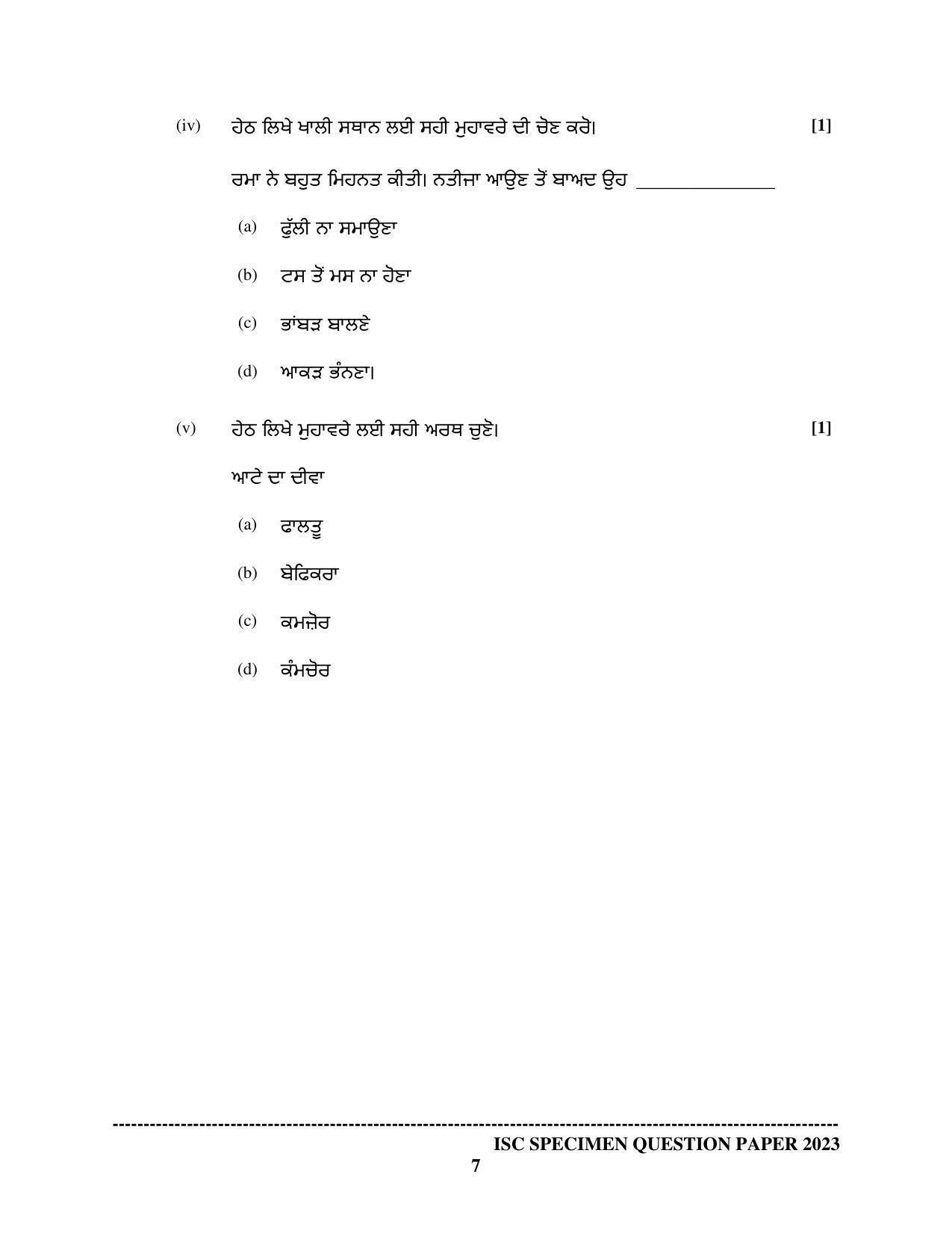 ISC Class 12 Punjabi Sample Paper 2023 - Page 7