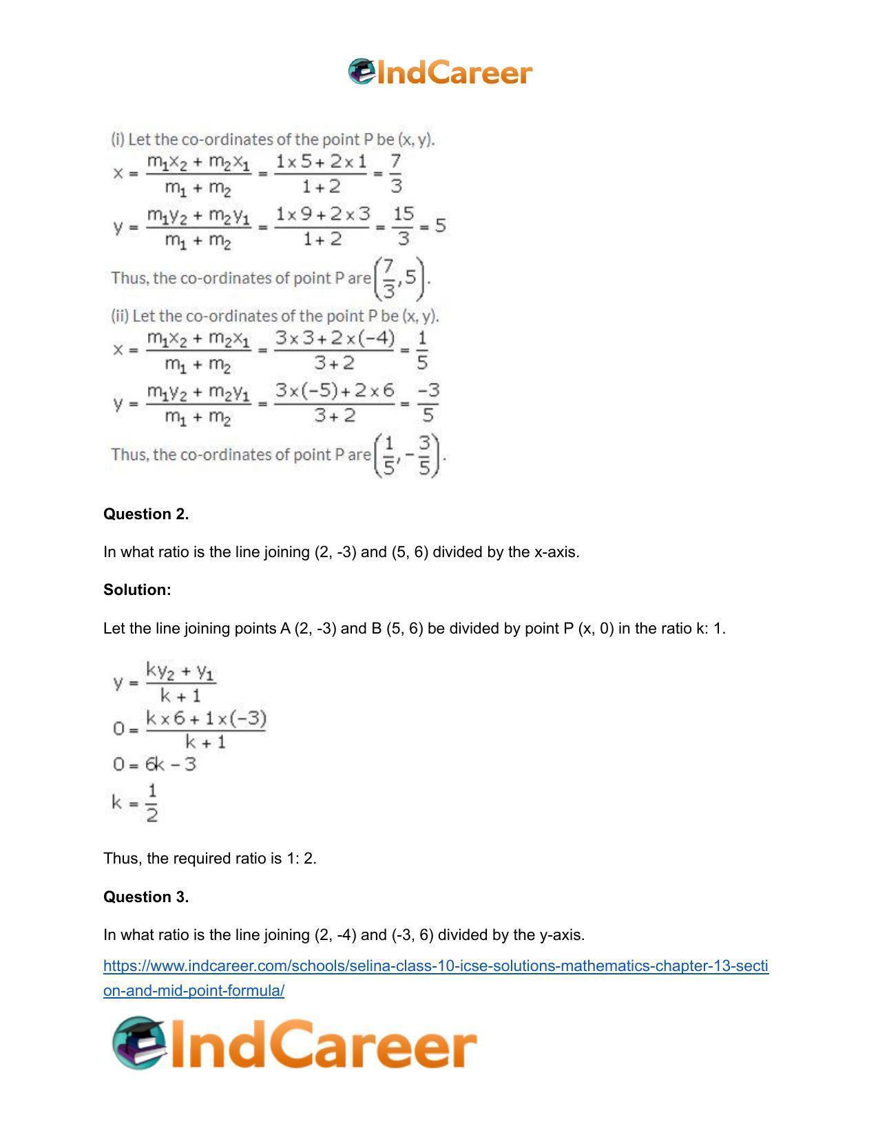 Selina Class 10 ICSE Solutions Mathematics : Chapter 13 - Section and Mid-Point Formula - Page 3