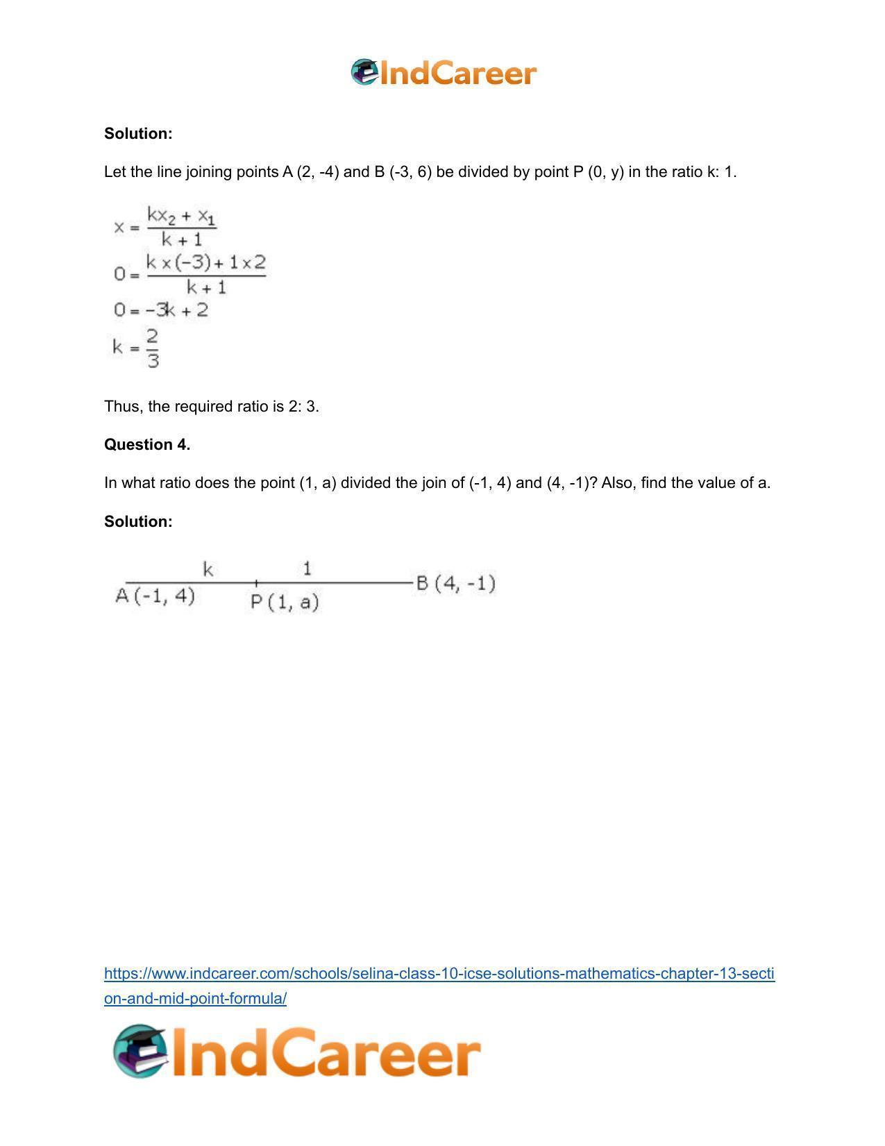 Selina Class 10 ICSE Solutions Mathematics : Chapter 13 - Section and Mid-Point Formula - Page 4