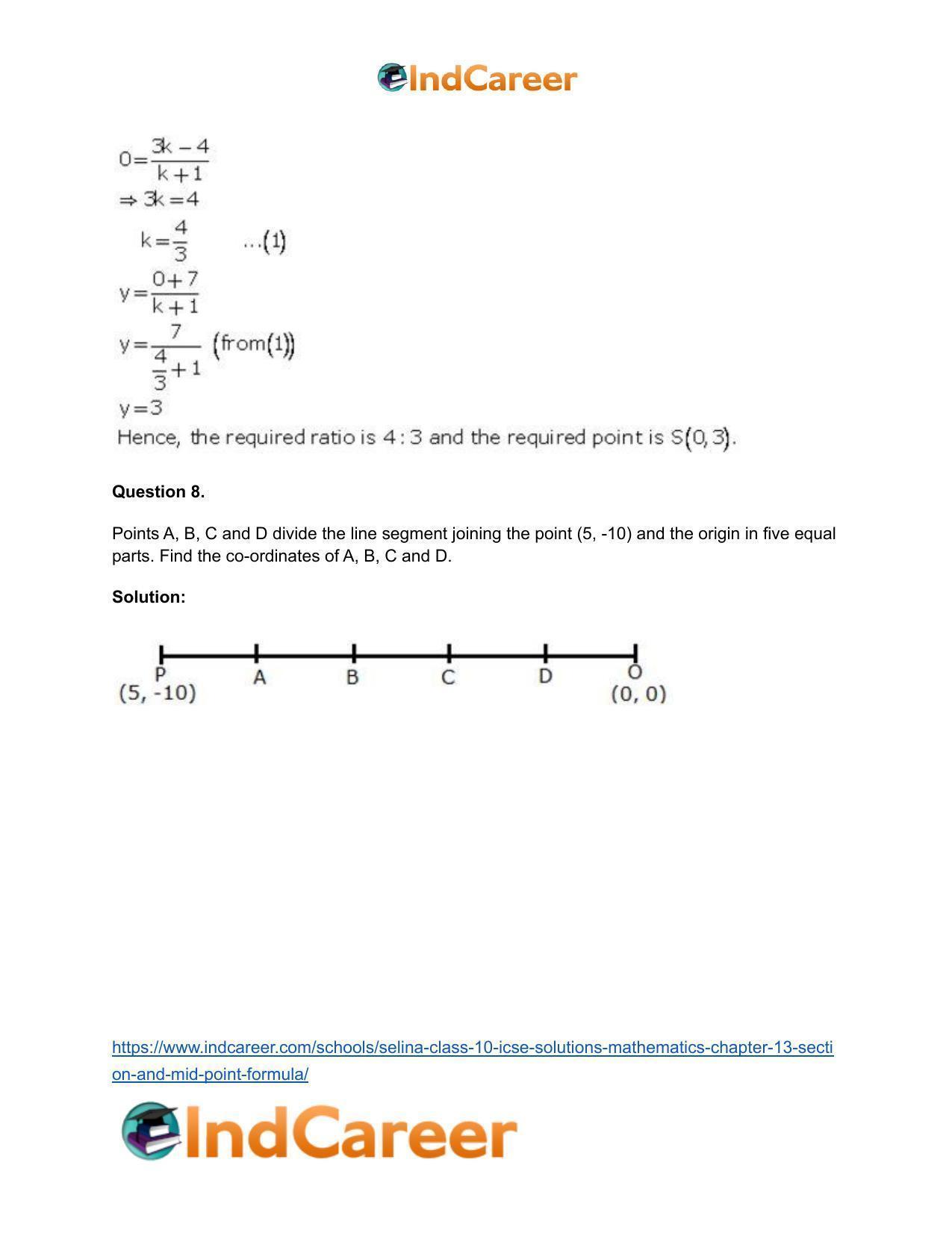Selina Class 10 ICSE Solutions Mathematics : Chapter 13 - Section and Mid-Point Formula - Page 8