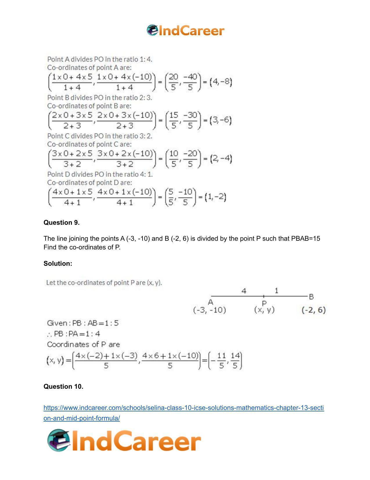 Selina Class 10 ICSE Solutions Mathematics : Chapter 13 - Section and Mid-Point Formula - Page 9