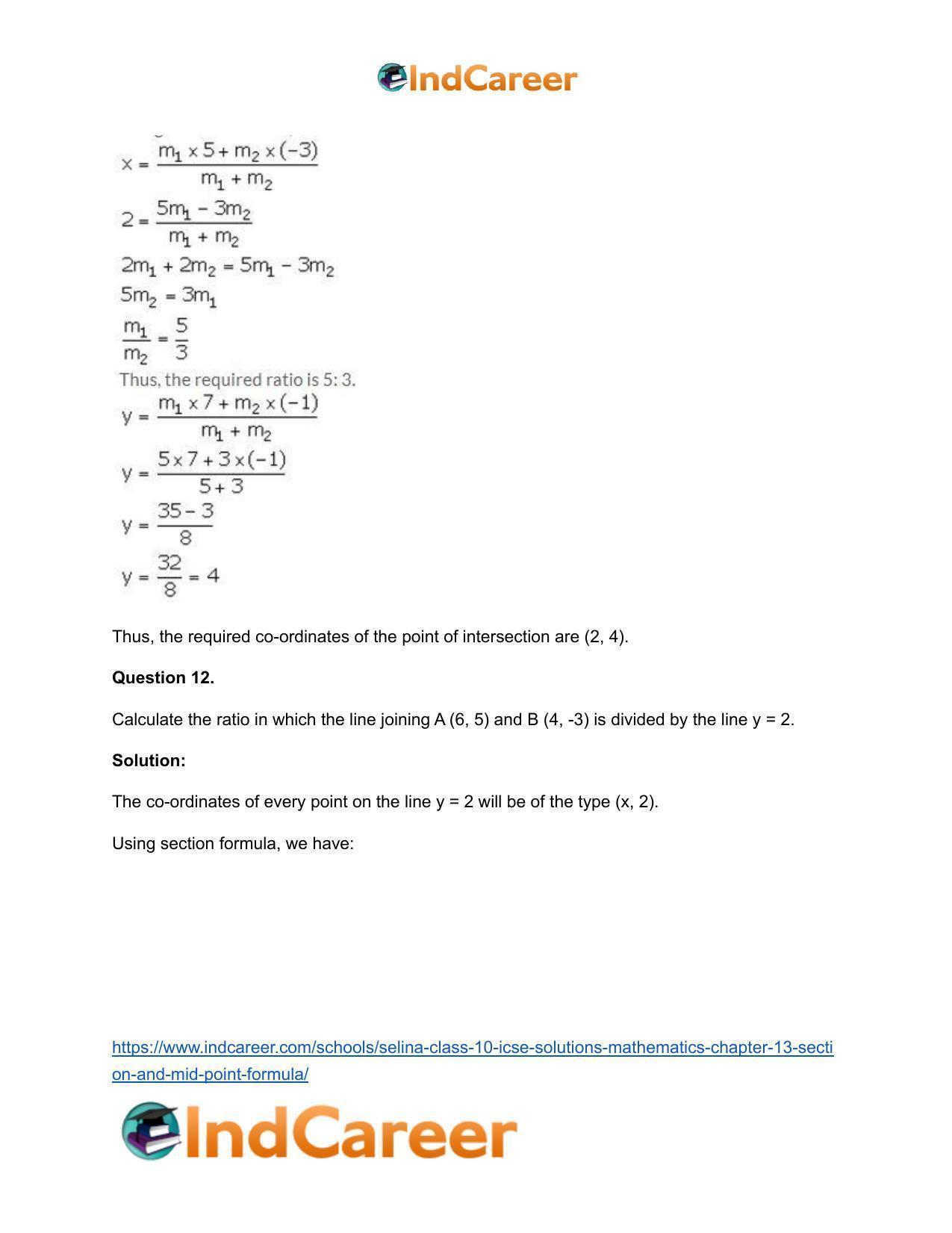 Selina Class 10 ICSE Solutions Mathematics : Chapter 13 - Section and Mid-Point Formula - Page 11