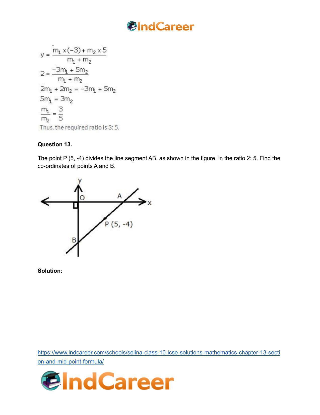 Selina Class 10 ICSE Solutions Mathematics : Chapter 13 - Section and Mid-Point Formula - Page 12