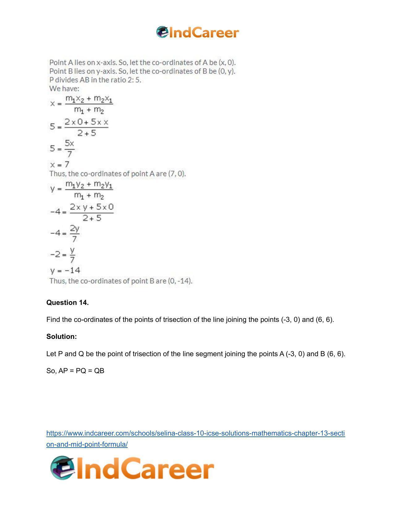 Selina Class 10 ICSE Solutions Mathematics : Chapter 13 - Section and Mid-Point Formula - Page 13