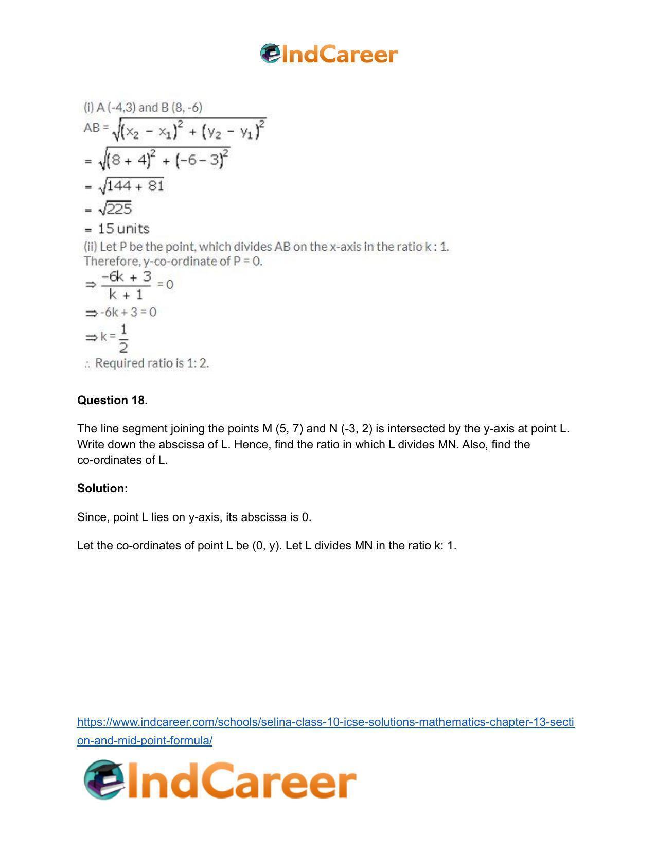 Selina Class 10 ICSE Solutions Mathematics : Chapter 13 - Section and Mid-Point Formula - Page 17