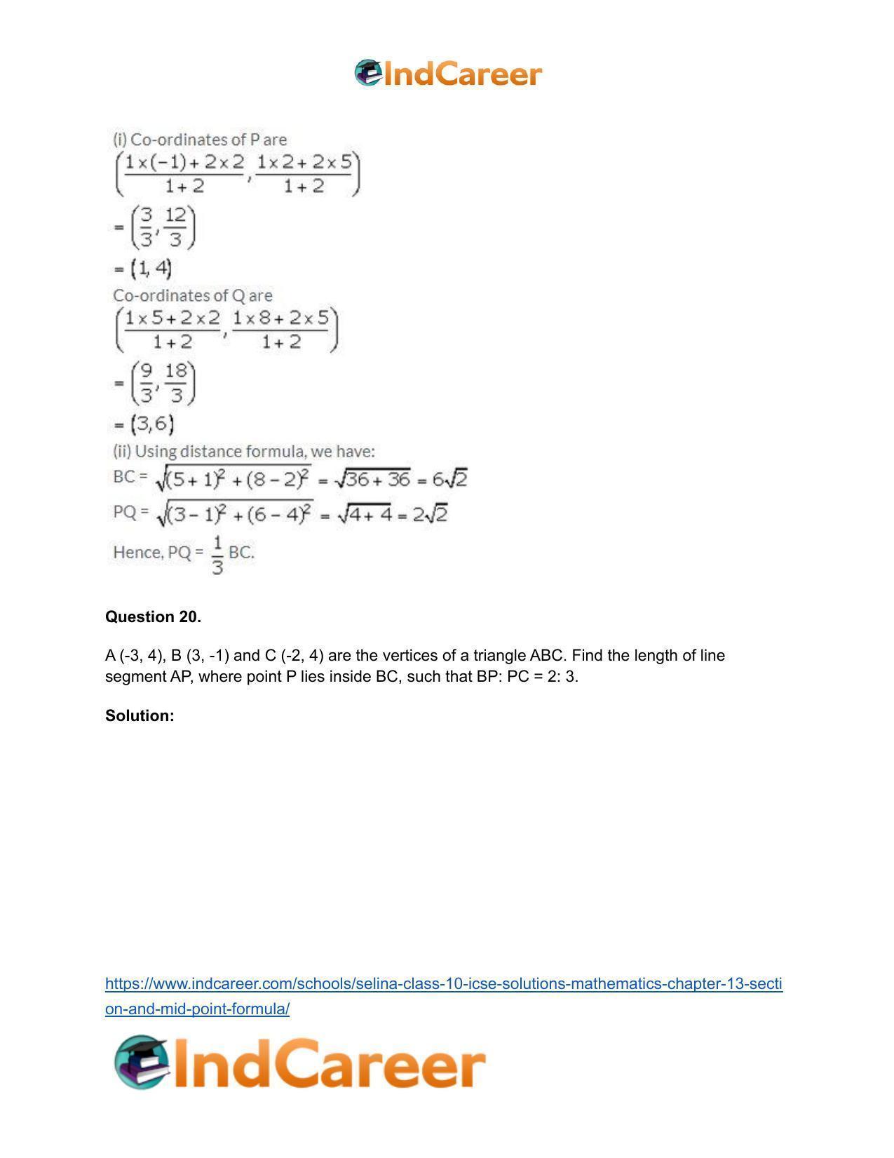 Selina Class 10 ICSE Solutions Mathematics : Chapter 13 - Section and Mid-Point Formula - Page 19