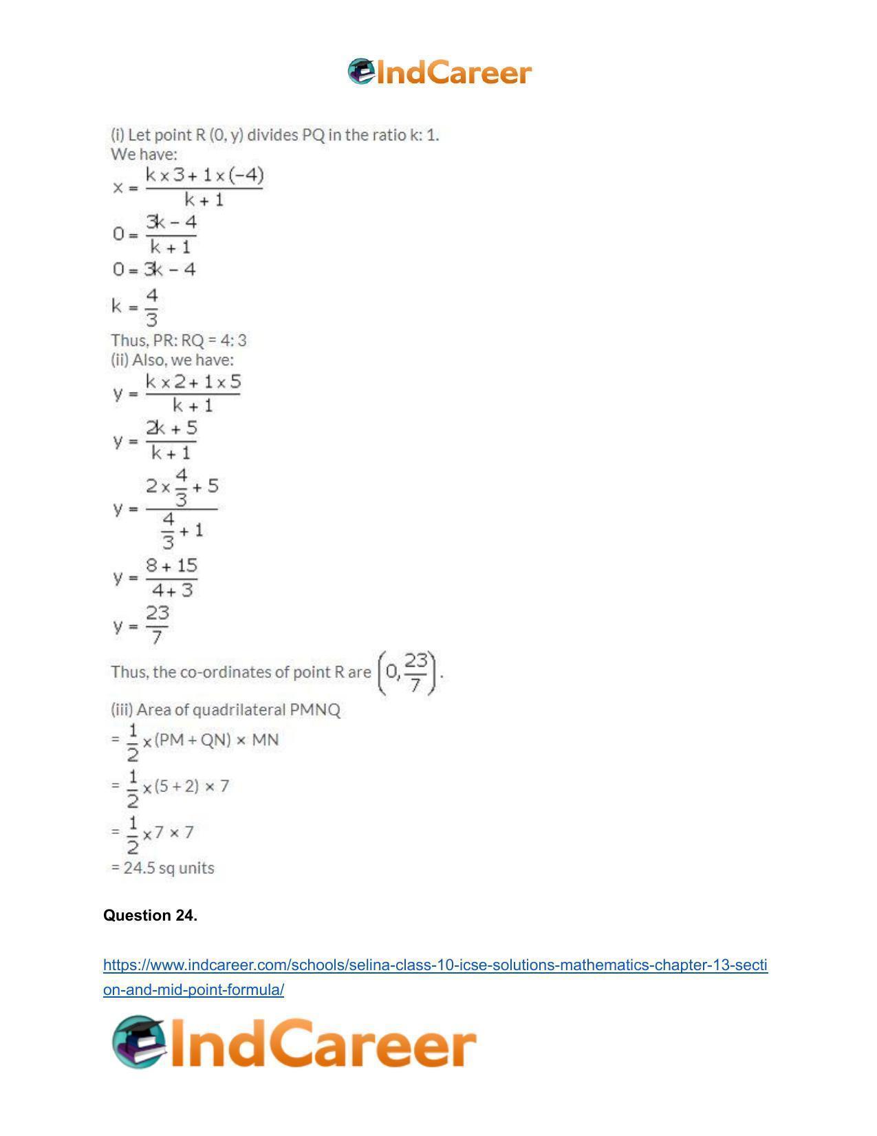 Selina Class 10 ICSE Solutions Mathematics : Chapter 13 - Section and Mid-Point Formula - Page 24