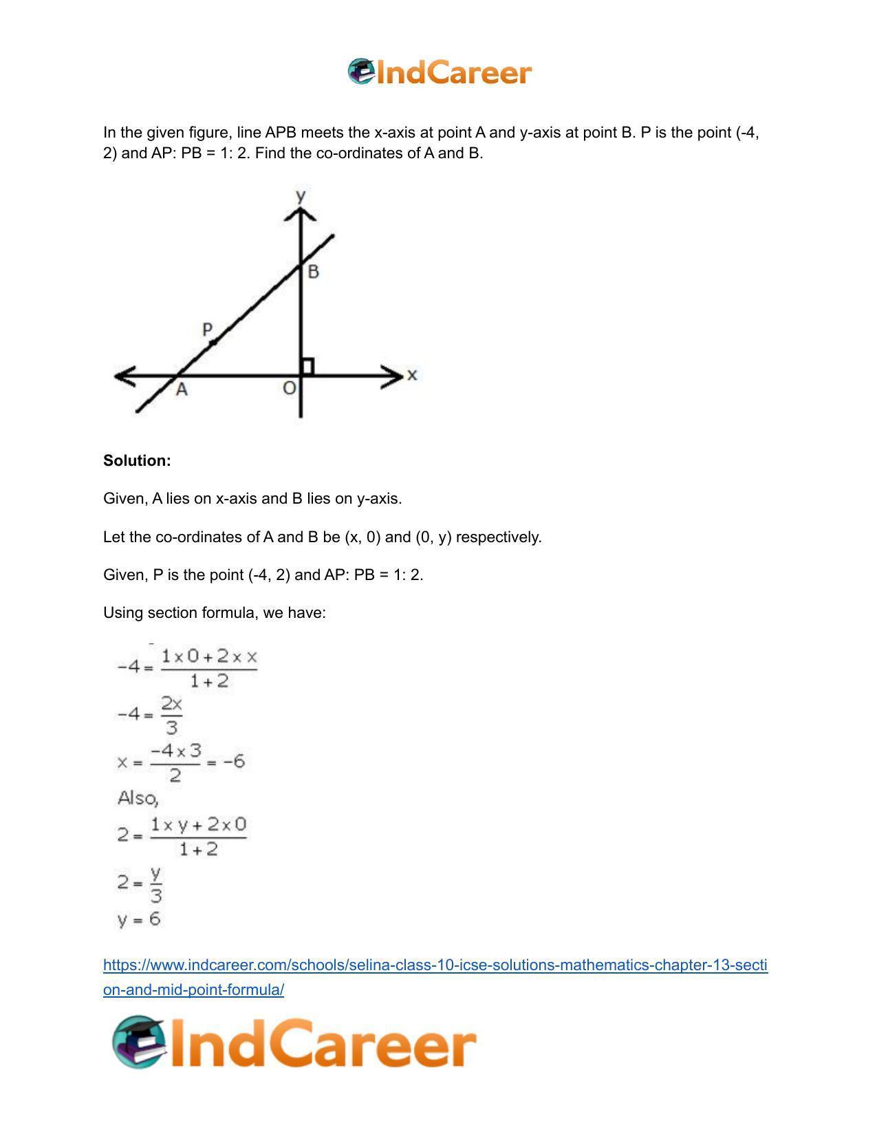 Selina Class 10 ICSE Solutions Mathematics : Chapter 13 - Section and Mid-Point Formula - Page 25
