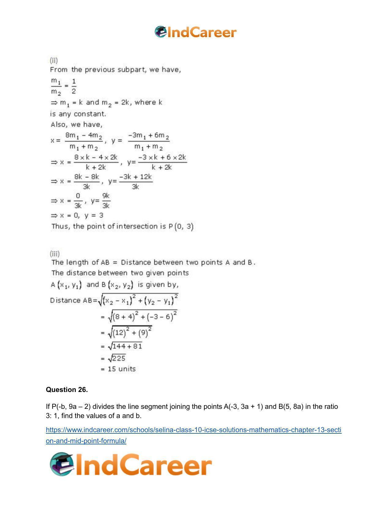 Selina Class 10 ICSE Solutions Mathematics : Chapter 13 - Section and Mid-Point Formula - Page 27