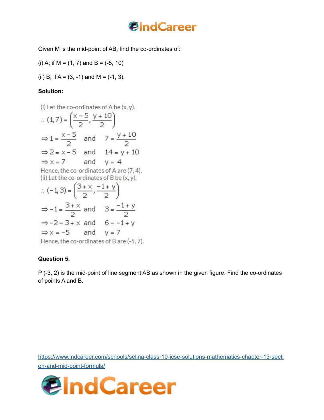 Selina Class 10 ICSE Solutions Mathematics : Chapter 13 - Section and Mid-Point Formula - Page 30