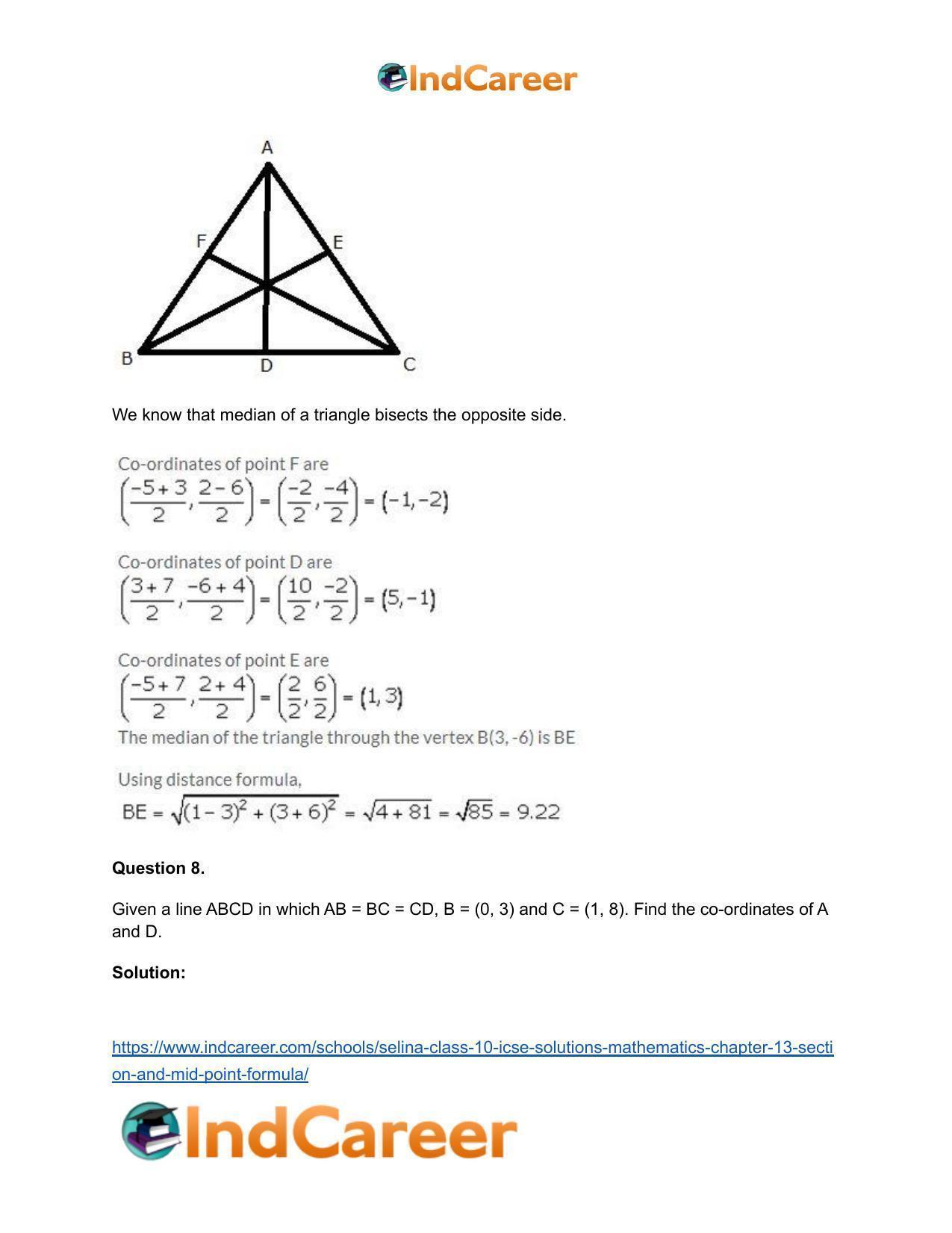 Selina Class 10 ICSE Solutions Mathematics : Chapter 13 - Section and Mid-Point Formula - Page 33