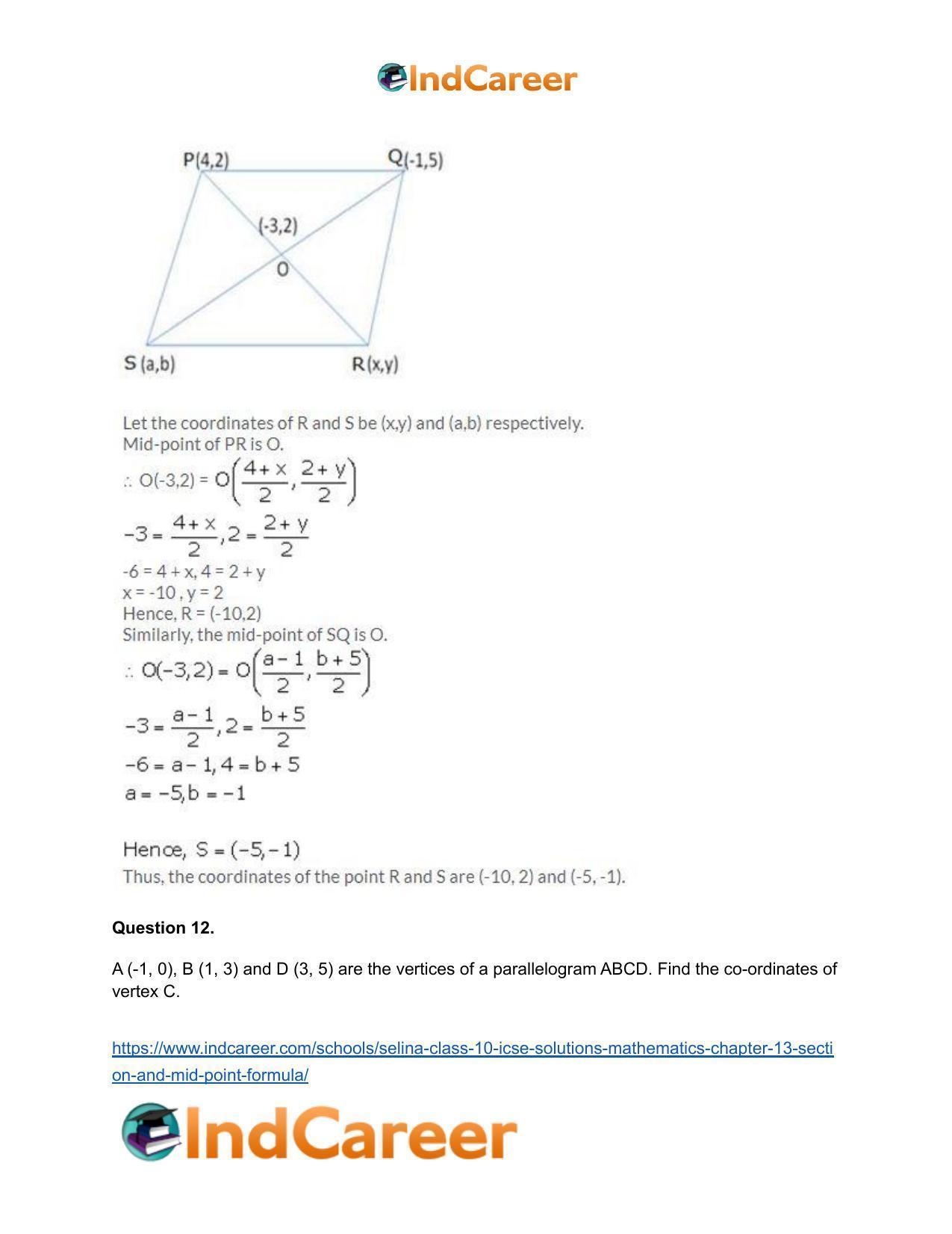 Selina Class 10 ICSE Solutions Mathematics : Chapter 13 - Section and Mid-Point Formula - Page 36