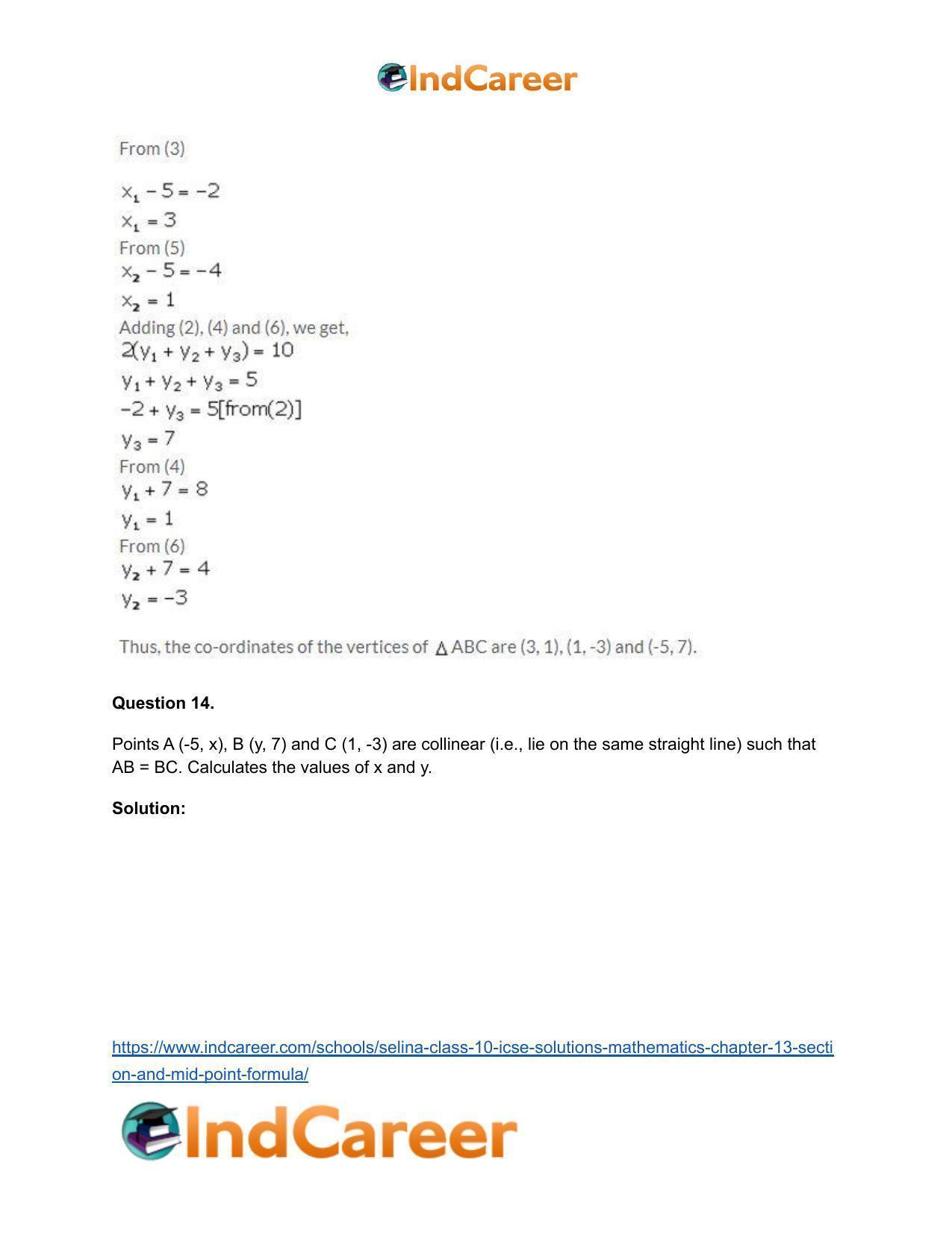 Selina Class 10 ICSE Solutions Mathematics : Chapter 13 - Section and Mid-Point Formula - Page 39