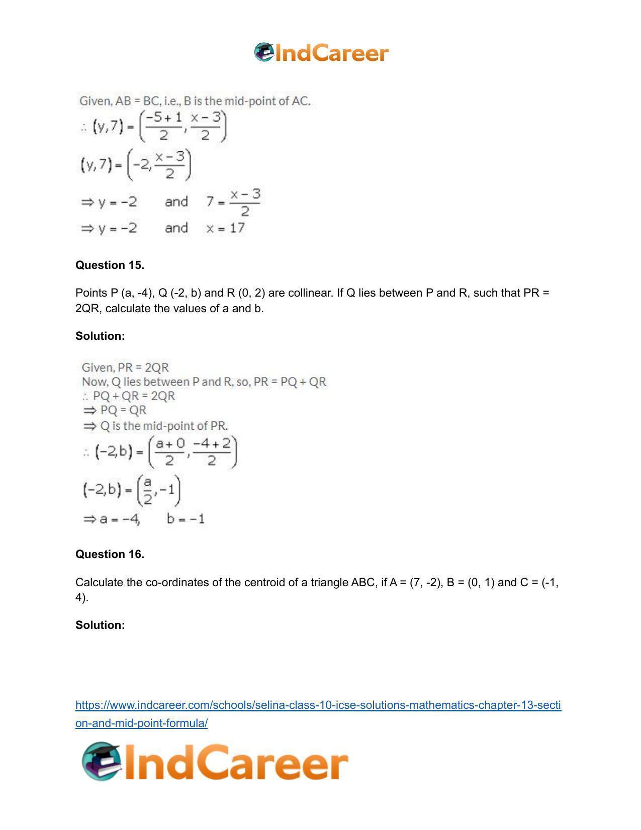 Selina Class 10 ICSE Solutions Mathematics : Chapter 13 - Section and Mid-Point Formula - Page 40