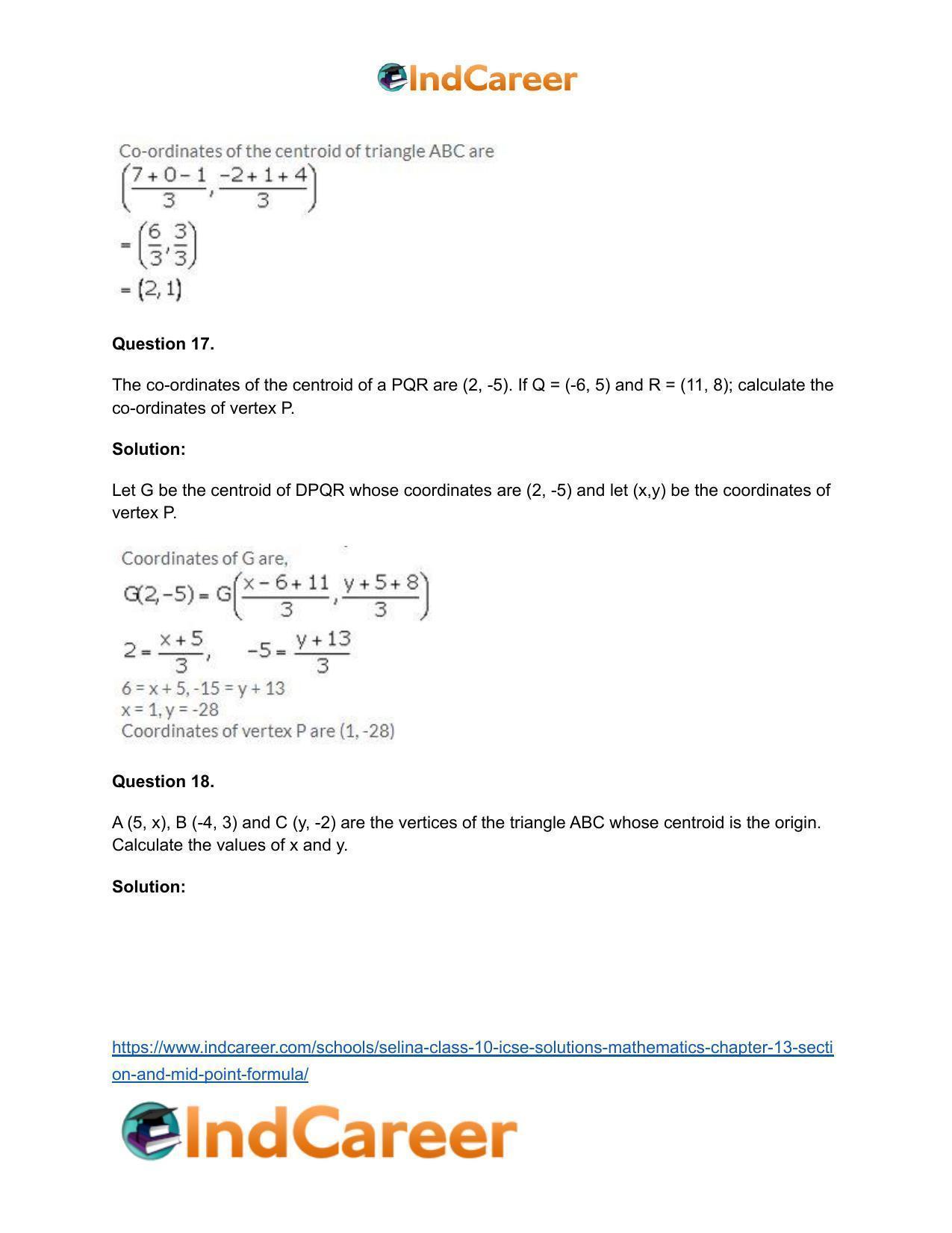 Selina Class 10 ICSE Solutions Mathematics : Chapter 13 - Section and Mid-Point Formula - Page 41