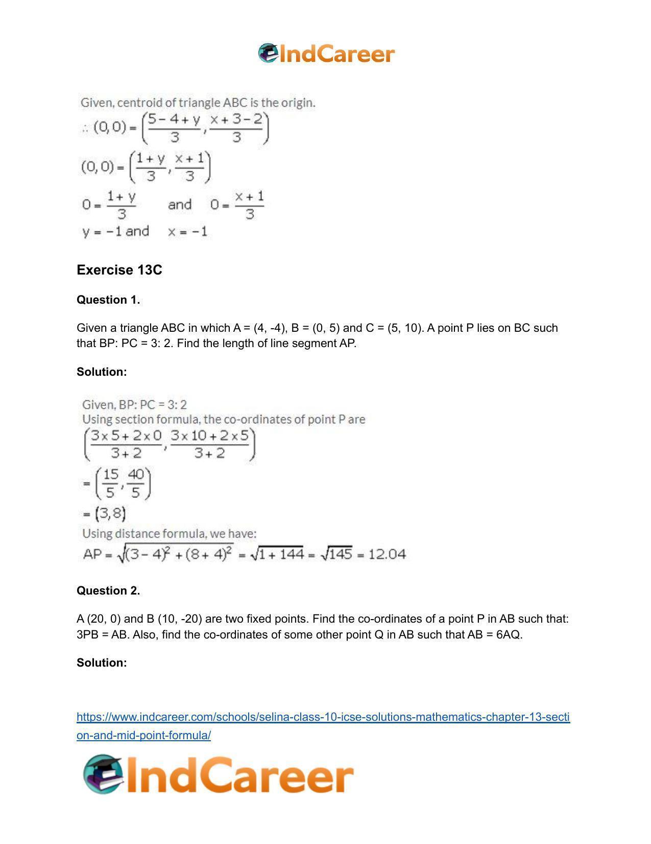 Selina Class 10 ICSE Solutions Mathematics : Chapter 13 - Section and Mid-Point Formula - Page 42