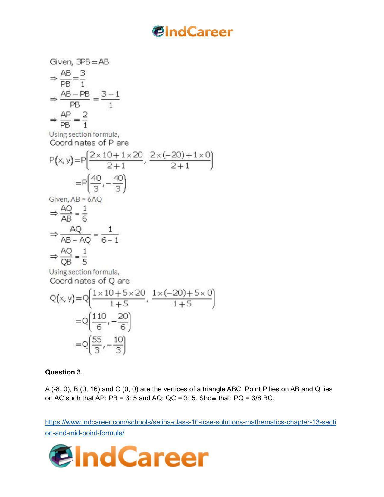 Selina Class 10 ICSE Solutions Mathematics : Chapter 13 - Section and Mid-Point Formula - Page 43