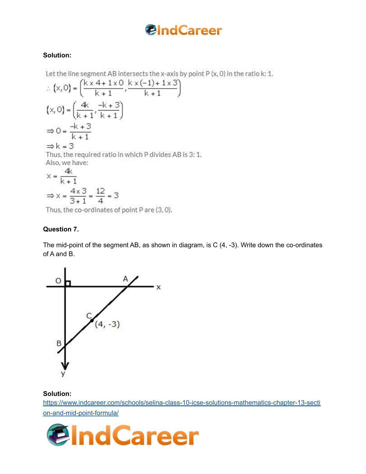 Selina Class 10 ICSE Solutions Mathematics : Chapter 13 - Section and Mid-Point Formula - Page 46