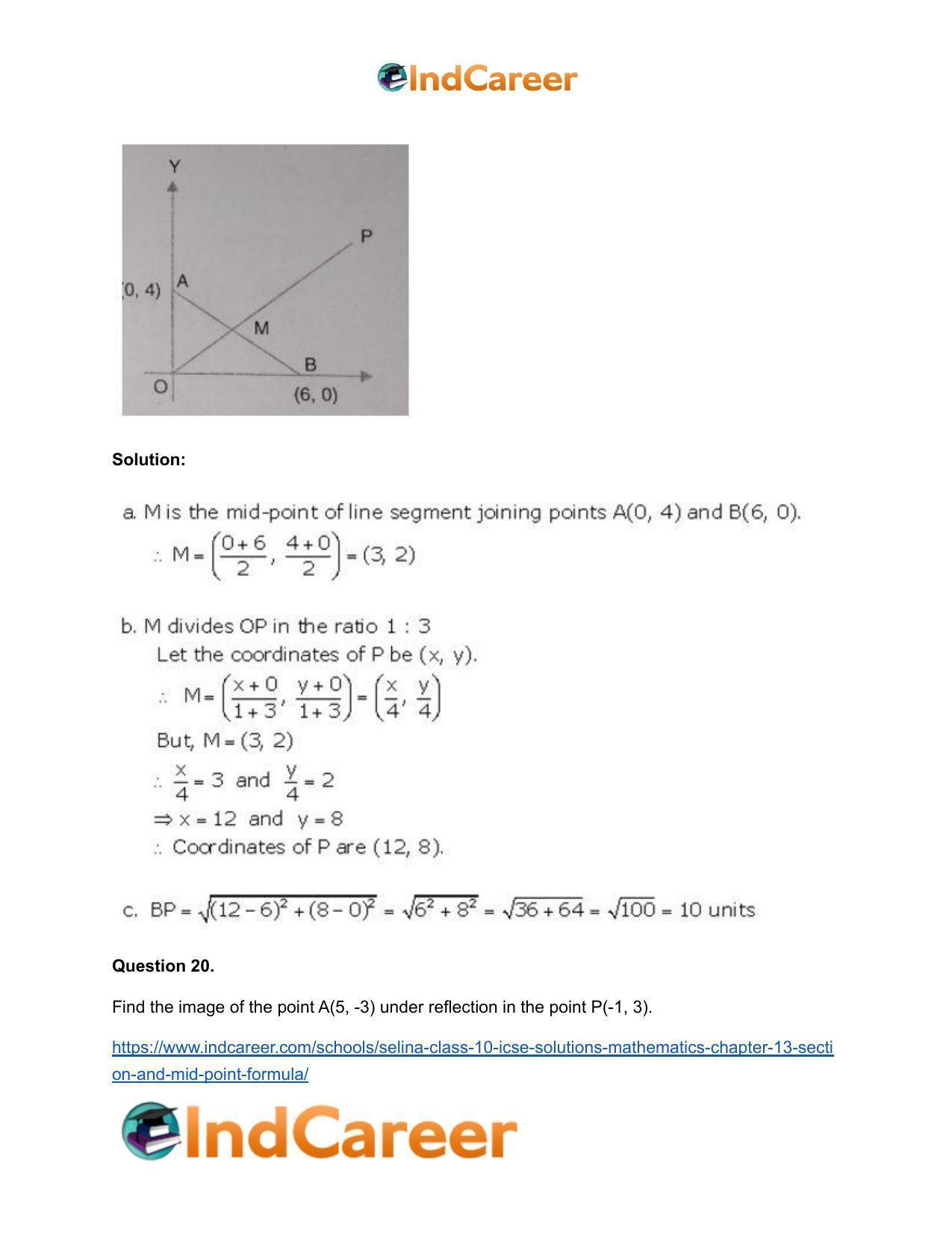 Selina Class 10 ICSE Solutions Mathematics : Chapter 13 - Section and Mid-Point Formula - Page 58