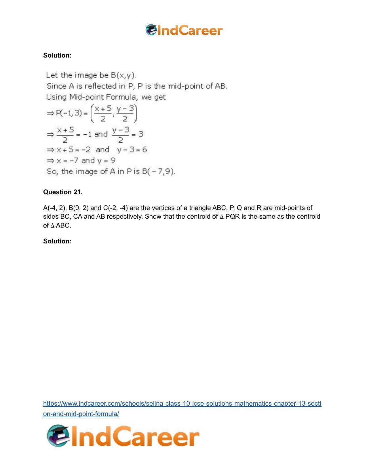 Selina Class 10 ICSE Solutions Mathematics : Chapter 13 - Section and Mid-Point Formula - Page 59