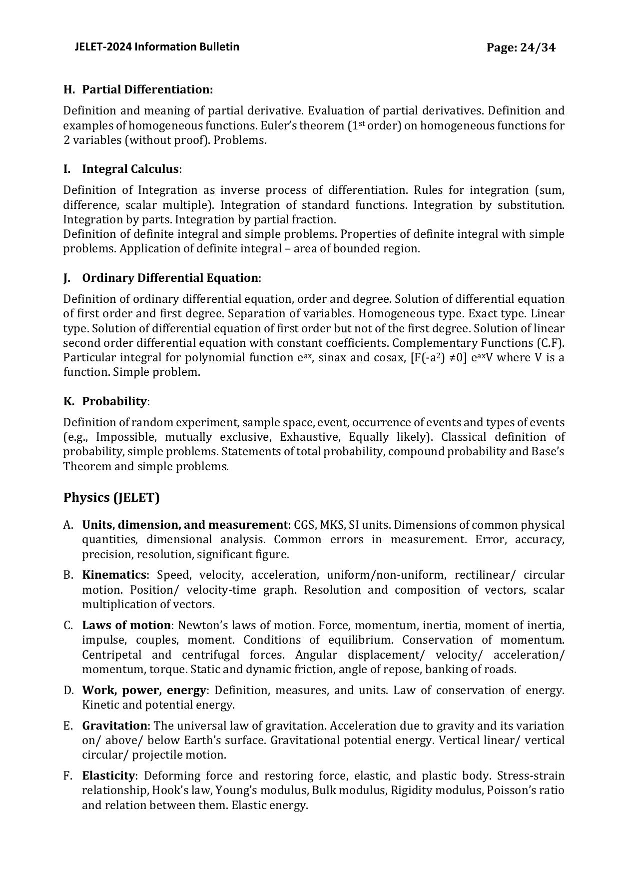 WBJEE JELET Syllabus 2025 - Page 2