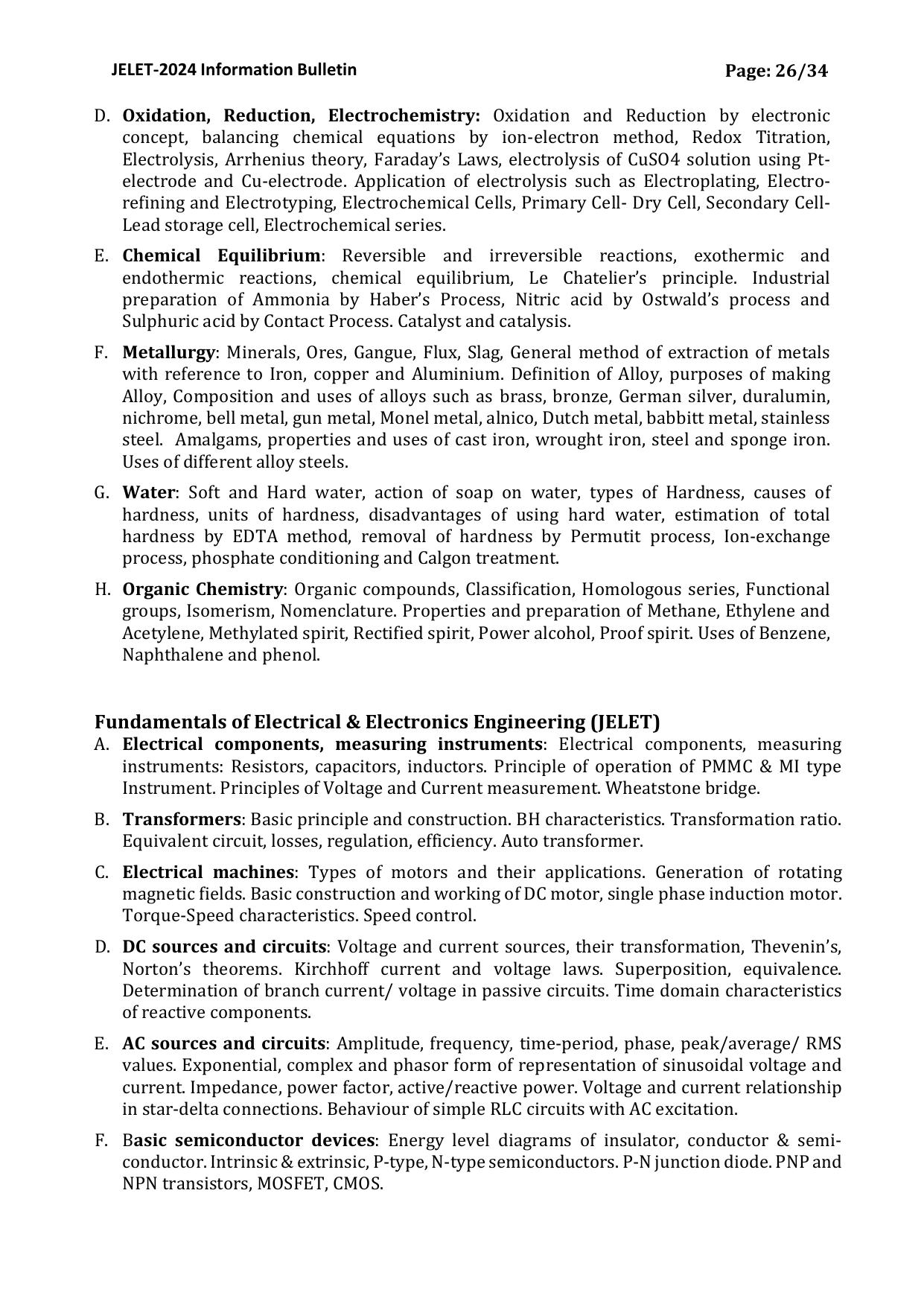 WBJEE JELET Syllabus 2025 - Page 4