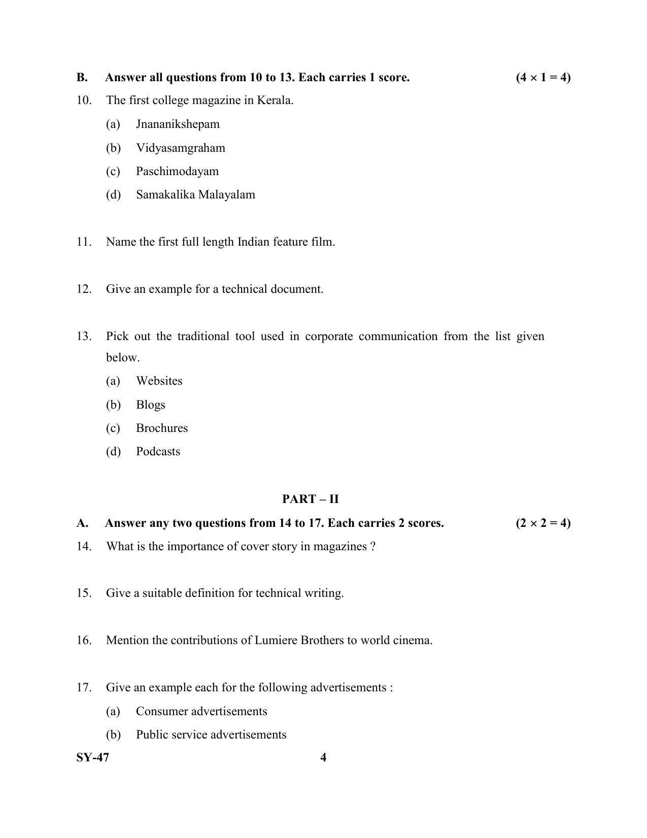 Kerala Plus Two Question Paper 2022 - Journalism - Page 4