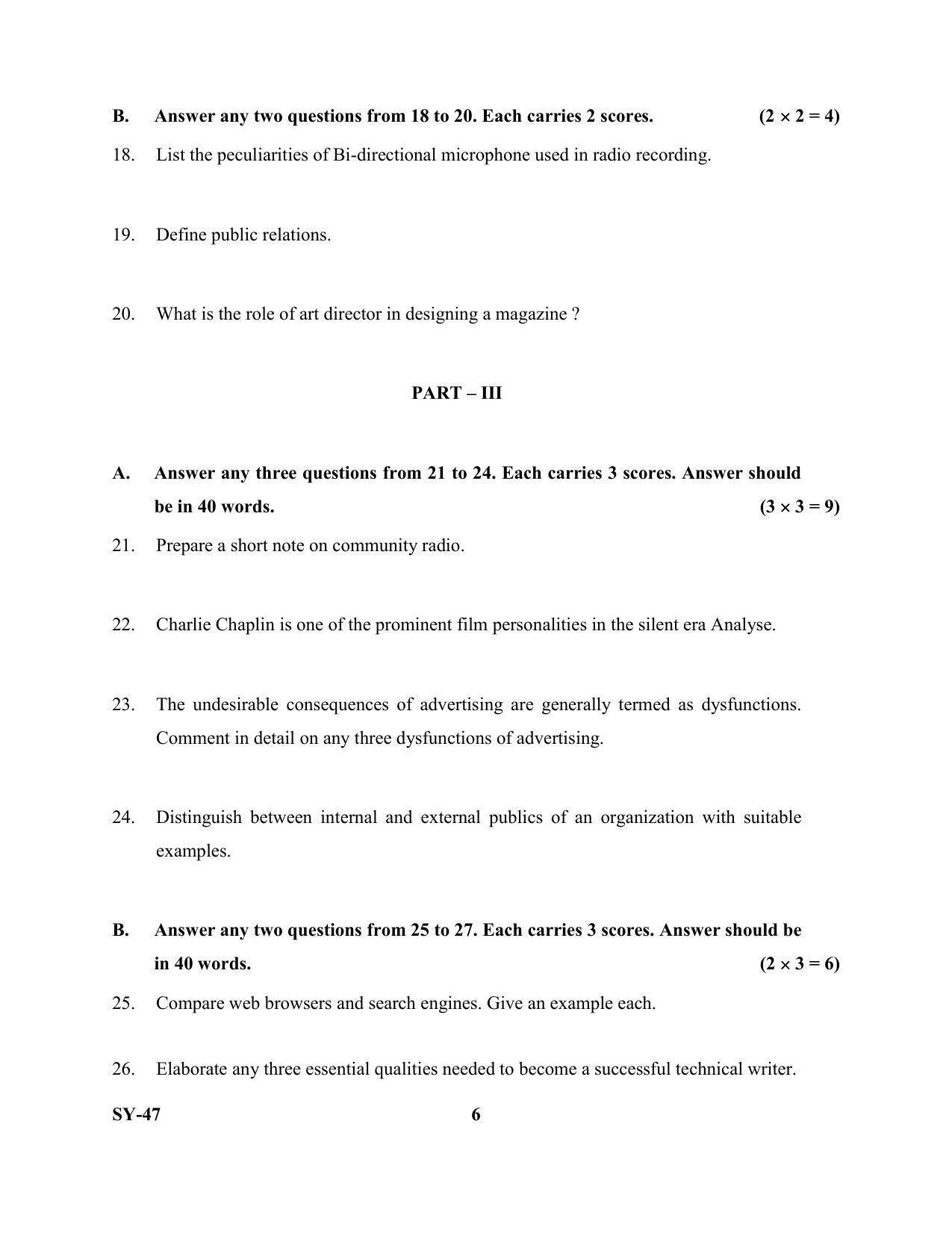 Kerala Plus Two Question Paper 2022 - Journalism - Page 6
