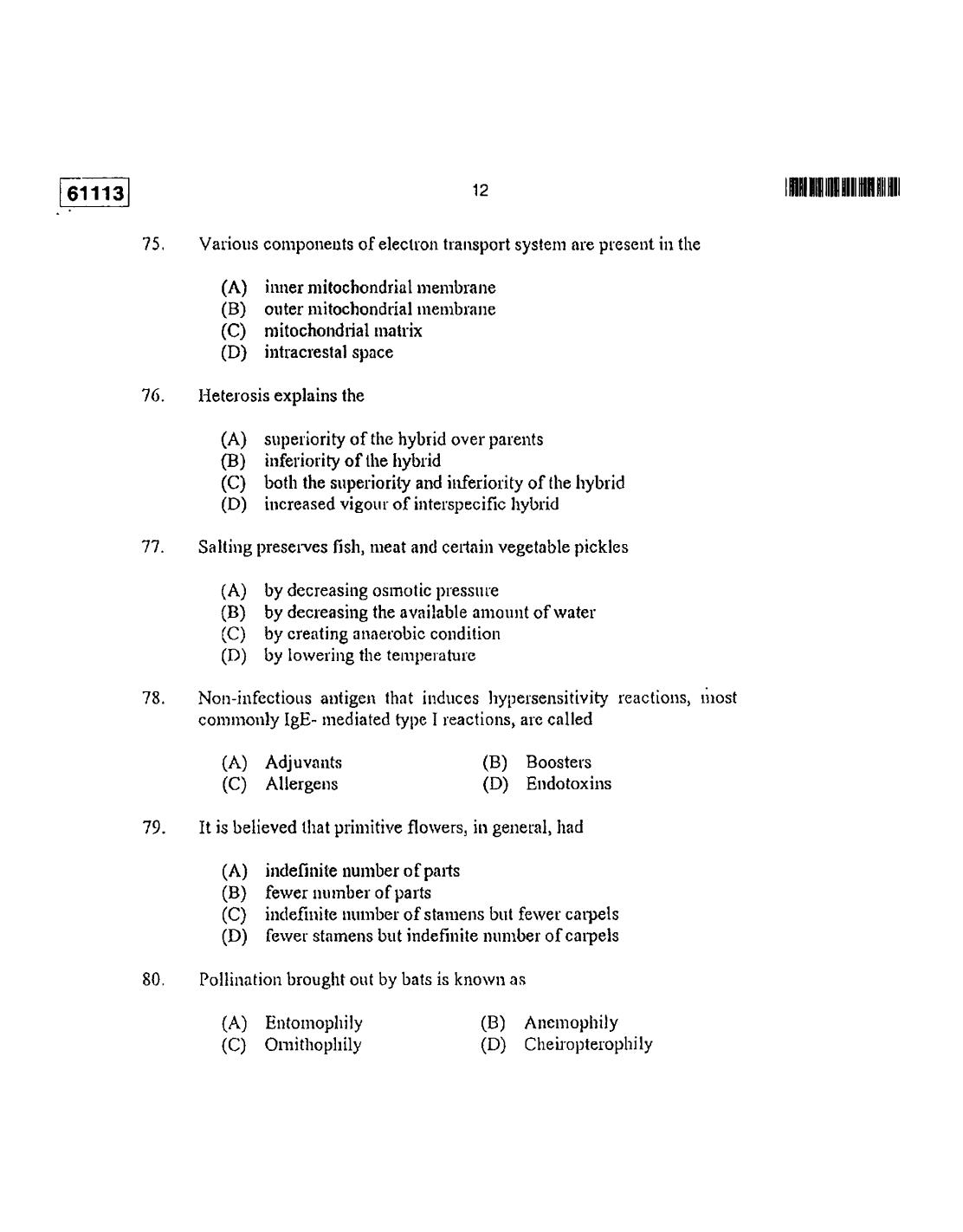 CUSAT CAT 2013 Life Science Question Paper - Page 13