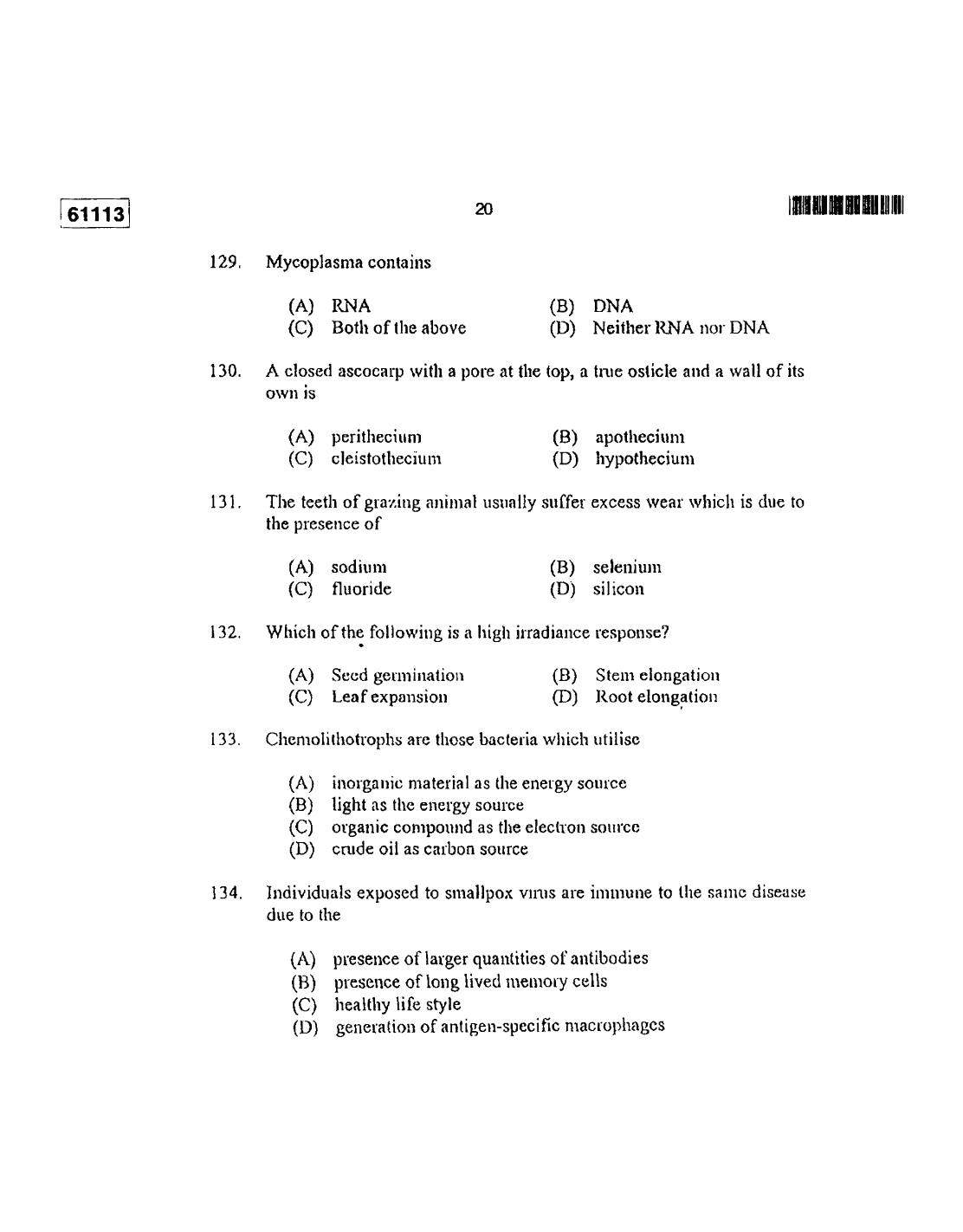 CUSAT CAT 2013 Life Science Question Paper - Page 21