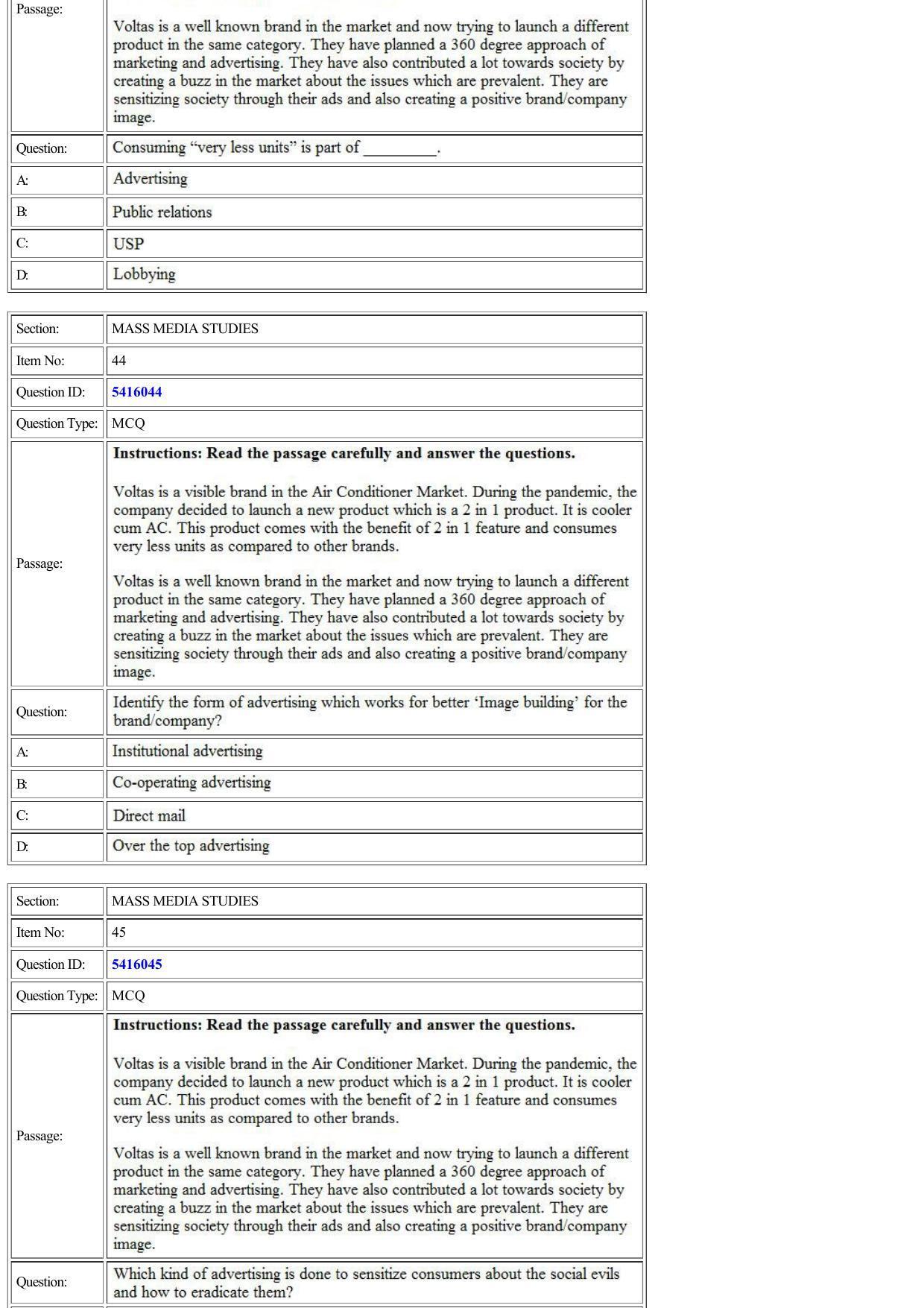 CUET 2022 Question Paper of Mass Media Studies - Page 14