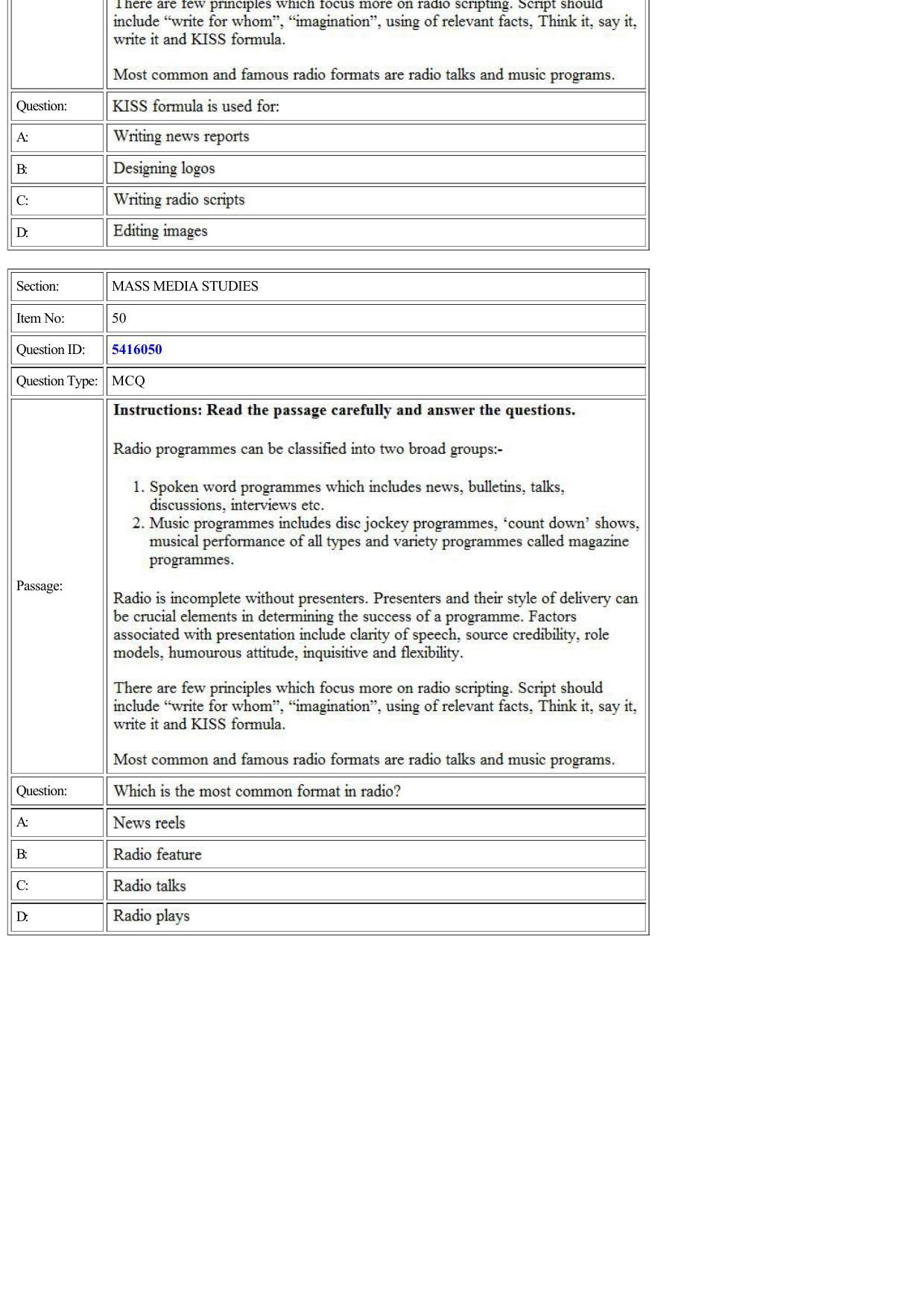 CUET 2022 Question Paper of Mass Media Studies - Page 17