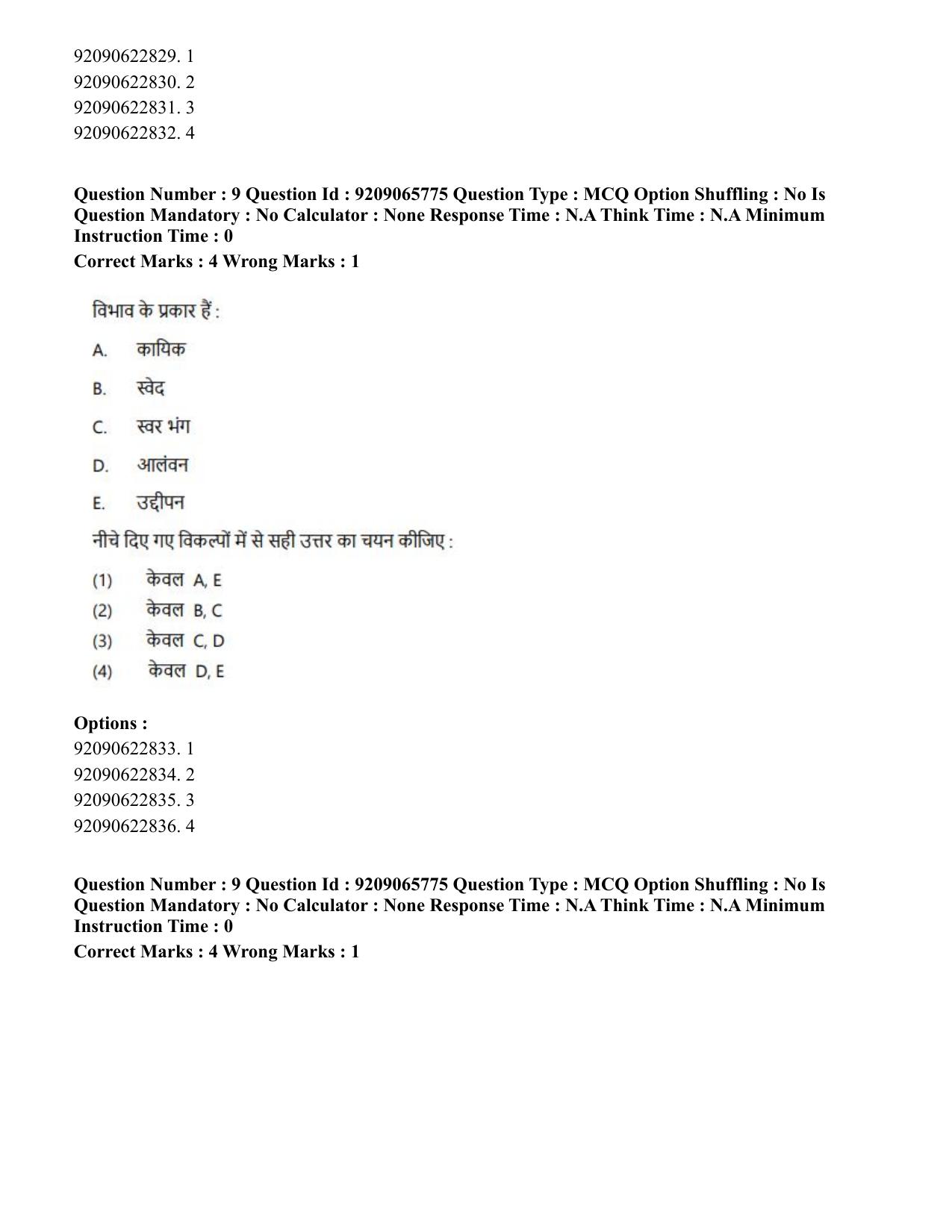 CUET PG 2023: HUQP12 – Music – Karnatak (Hindi)-Shift-3 (06-06-2023) Question Paper - Page 9