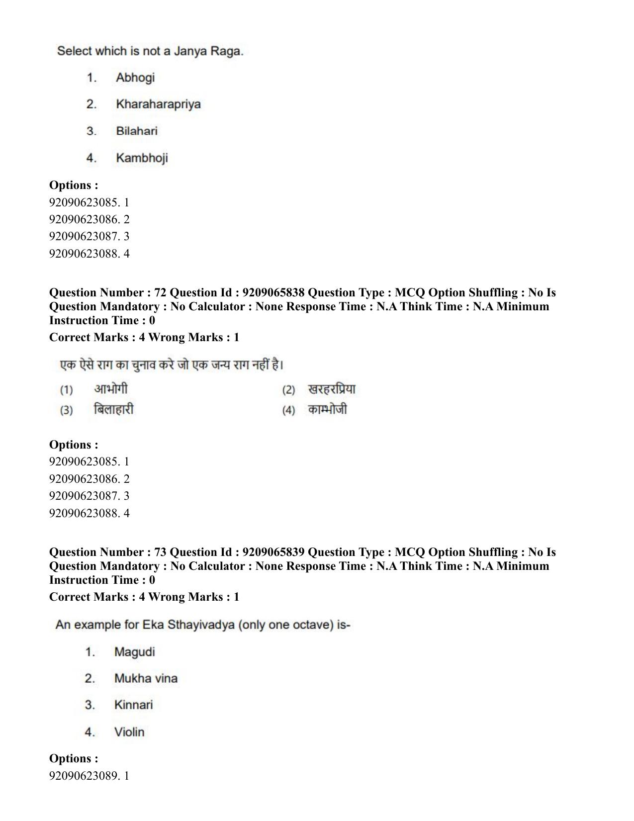 CUET PG 2023: HUQP12 – Music – Karnatak (Hindi)-Shift-3 (06-06-2023) Question Paper - Page 61