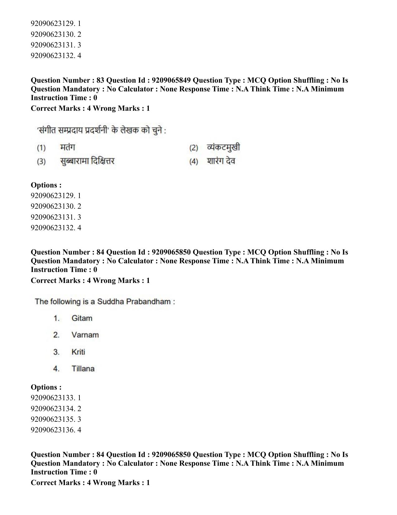 CUET PG 2023: HUQP12 – Music – Karnatak (Hindi)-Shift-3 (06-06-2023) Question Paper - Page 70