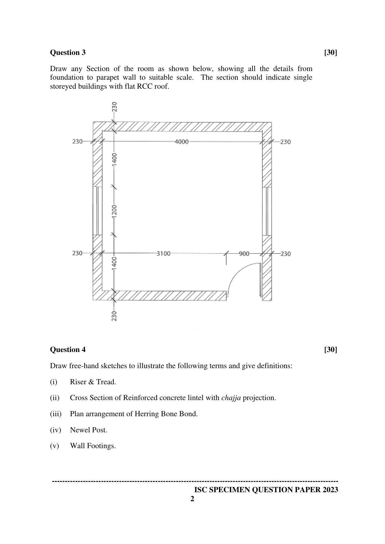ISC Class 12 Geometrical and Building Drawing Sample Paper 2023 - Page 2