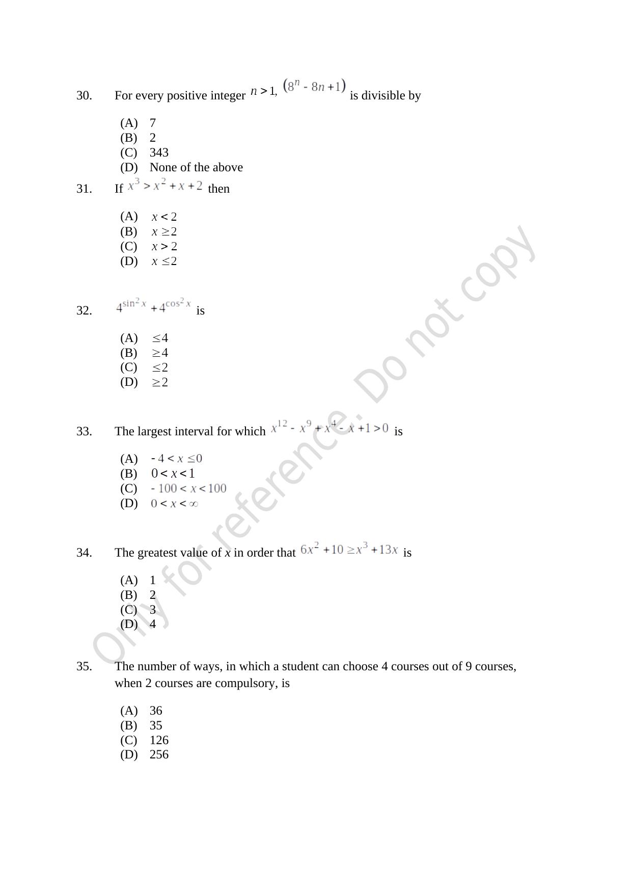 CUSAT CAT 2021 Mathematics PG Question Paper - Page 7