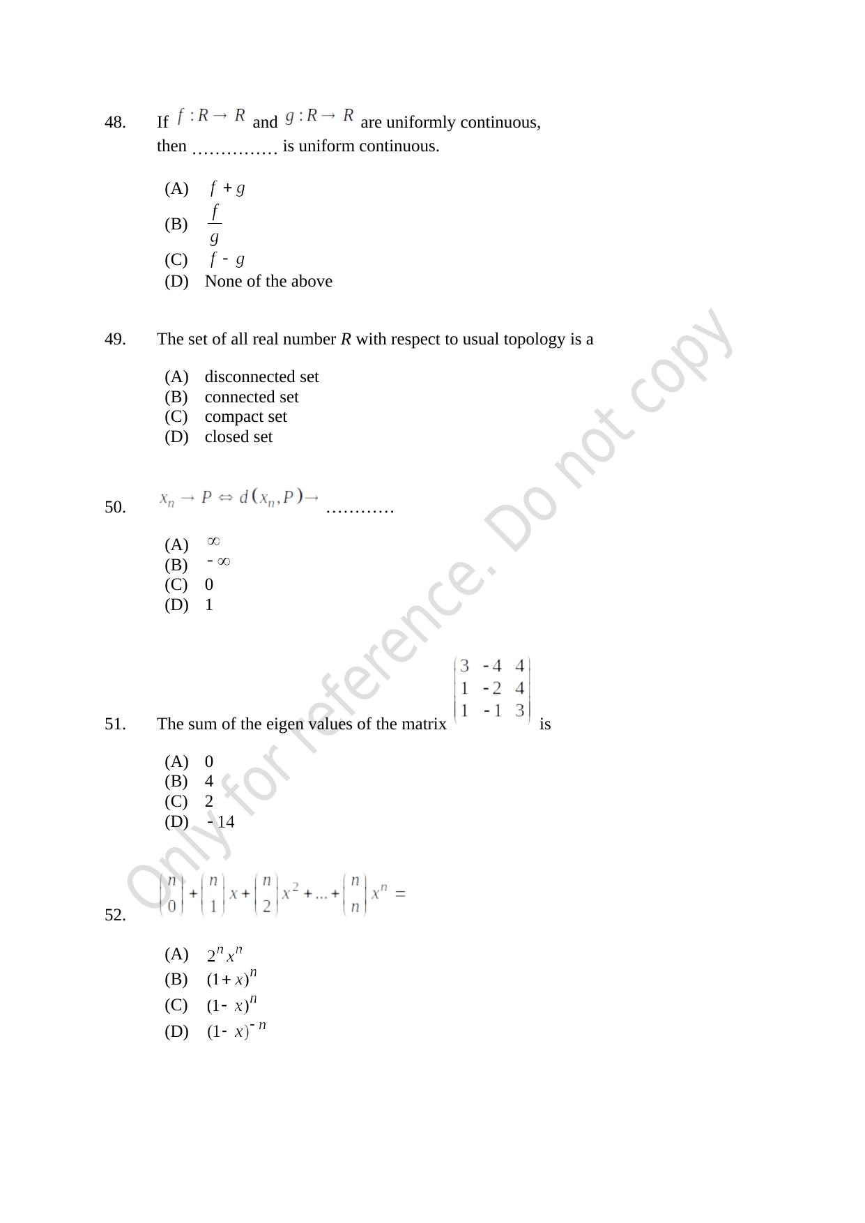 CUSAT CAT 2021 Mathematics PG Question Paper - Page 11