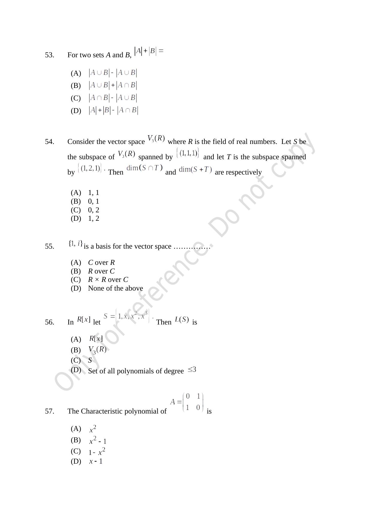 CUSAT CAT 2021 Mathematics PG Question Paper - Page 12