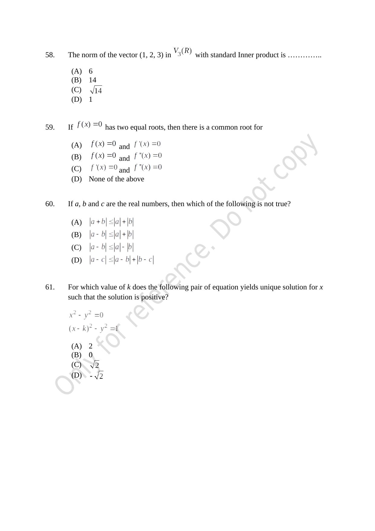 CUSAT CAT 2021 Mathematics PG Question Paper - Page 14