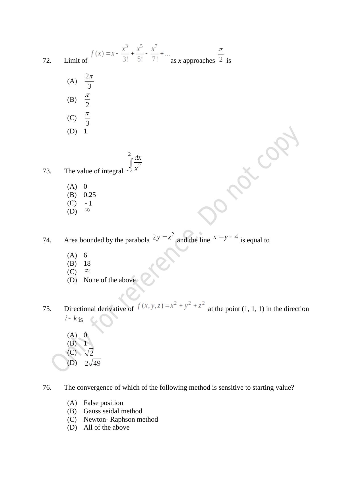 CUSAT CAT 2021 Mathematics PG Question Paper - Page 17