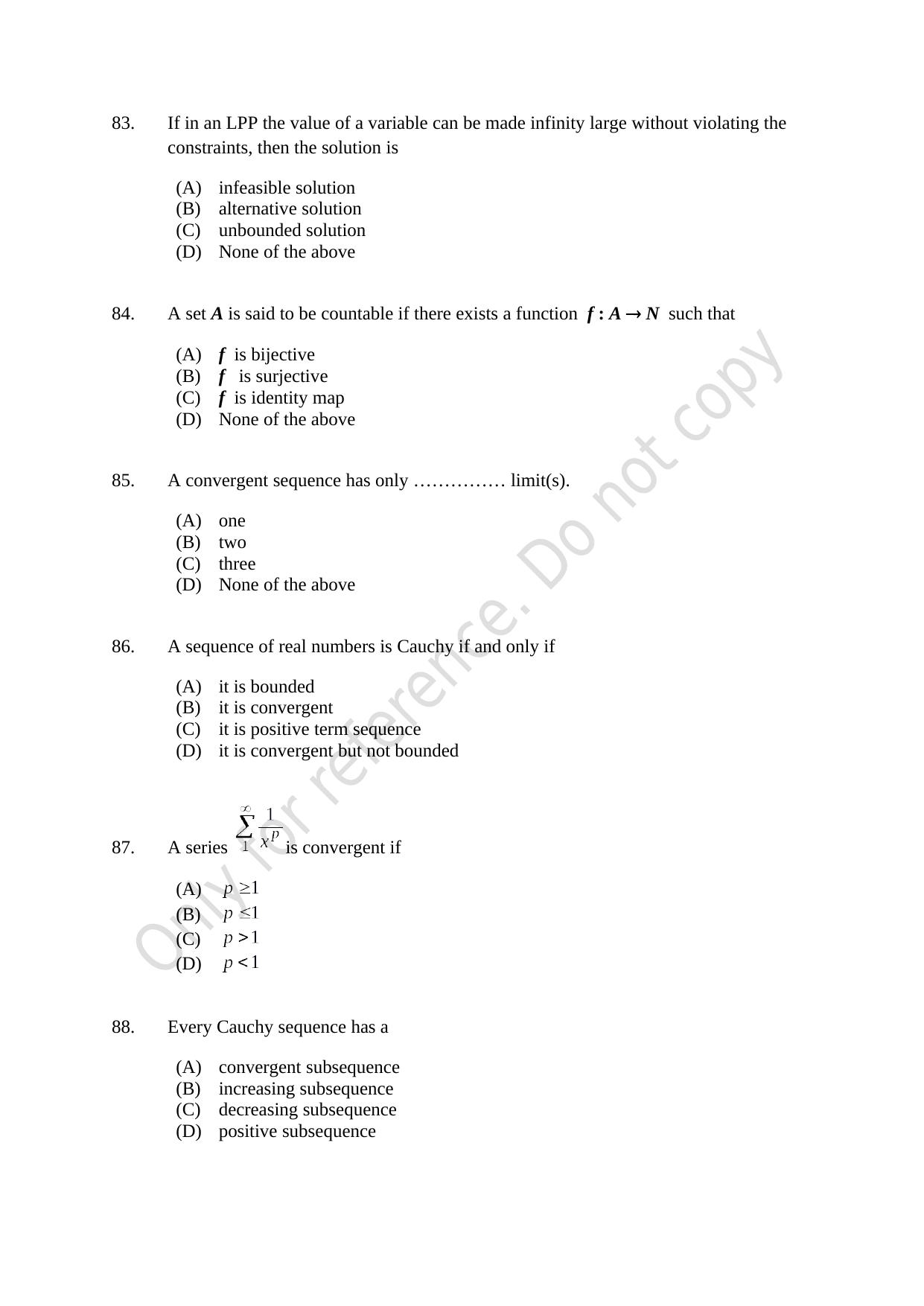 CUSAT CAT 2021 Mathematics PG Question Paper - Page 19