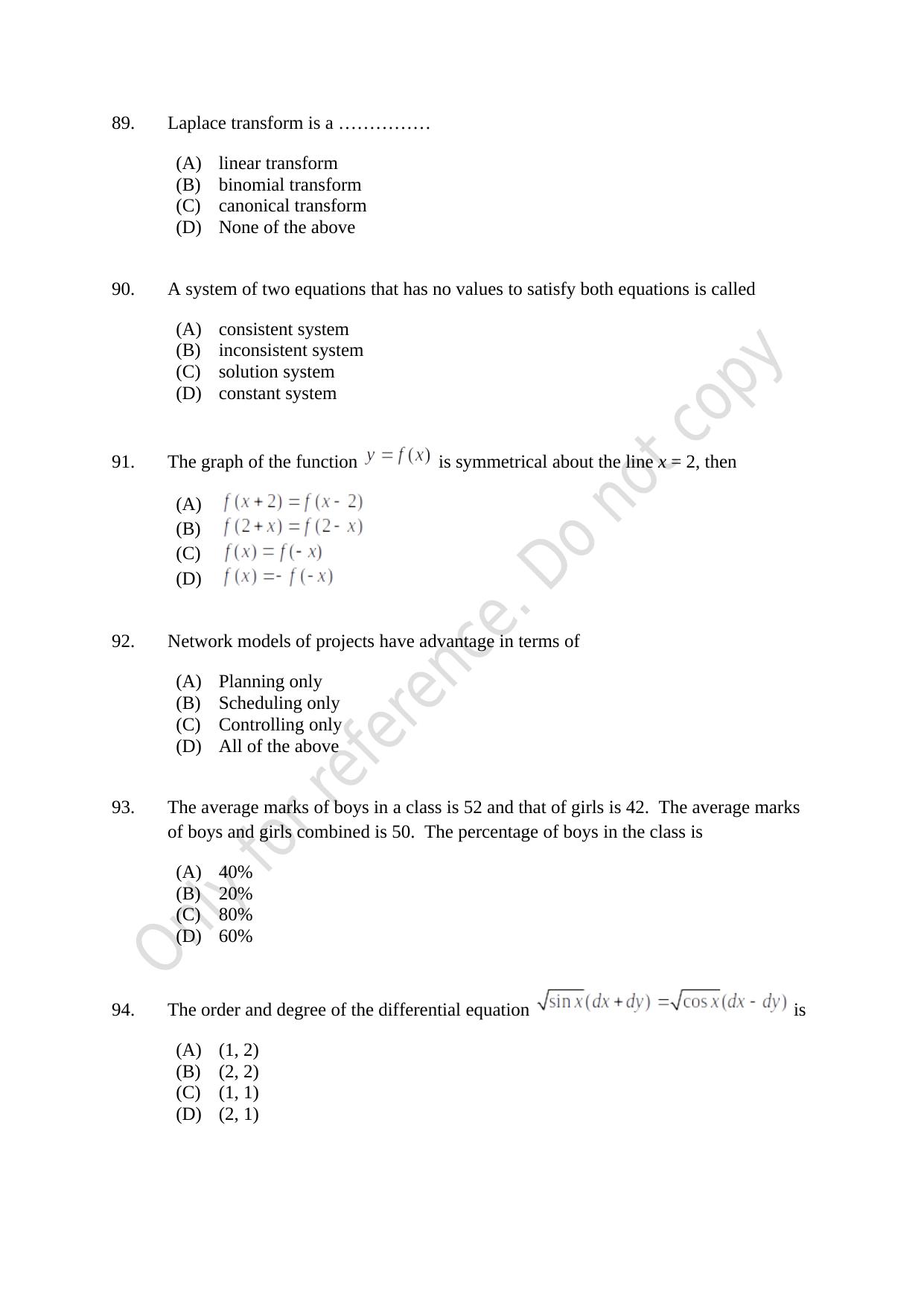 CUSAT CAT 2021 Mathematics PG Question Paper - Page 20
